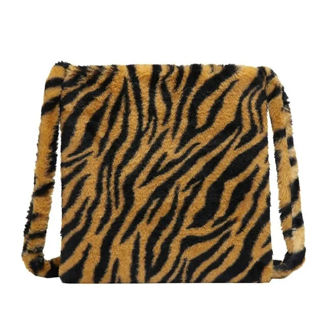 Fashion Leopard Crossbody Handbag Women Plush Casual Shoulder Messenger Bag Fashion Female  Vintage Crossbody Bags Dropshipping