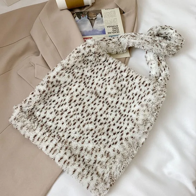 Fashion Leopard Crossbody Handbag Women Plush Casual Shoulder Messenger Bag Fashion Female  Vintage Crossbody Bags Dropshipping