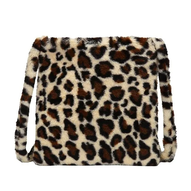 Fashion Leopard Crossbody Handbag Women Plush Casual Shoulder Messenger Bag Fashion Female  Vintage Crossbody Bags Dropshipping