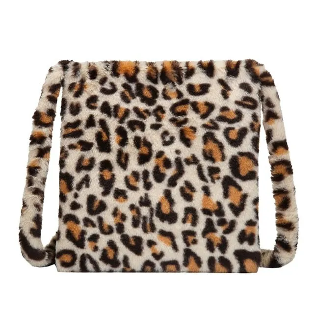 Fashion Leopard Crossbody Handbag Women Plush Casual Shoulder Messenger Bag Fashion Female  Vintage Crossbody Bags Dropshipping