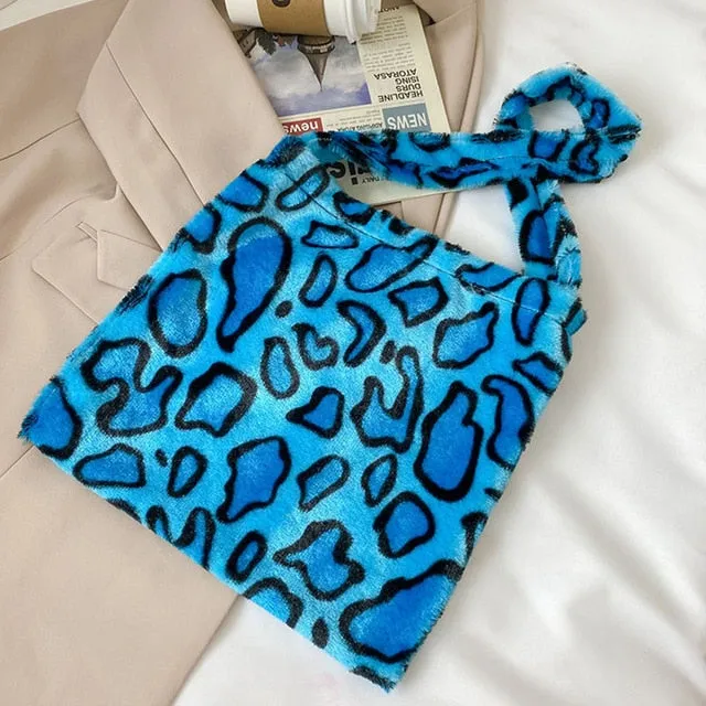 Fashion Leopard Crossbody Handbag Women Plush Casual Shoulder Messenger Bag Fashion Female  Vintage Crossbody Bags Dropshipping