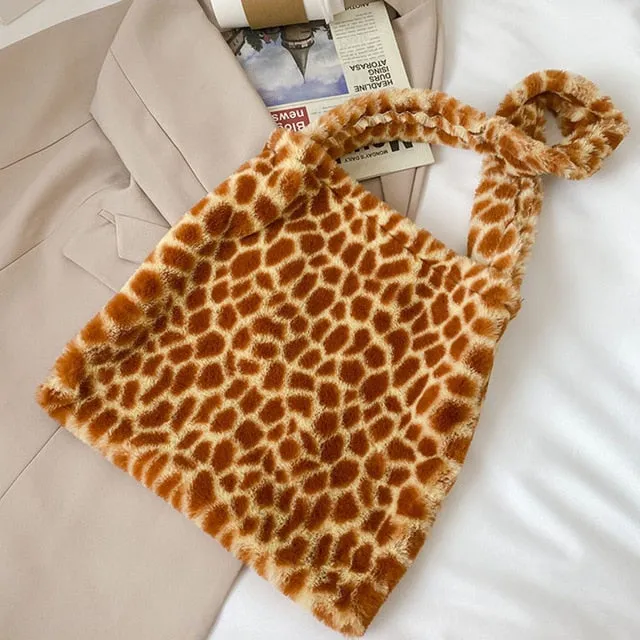 Fashion Leopard Crossbody Handbag Women Plush Casual Shoulder Messenger Bag Fashion Female  Vintage Crossbody Bags Dropshipping
