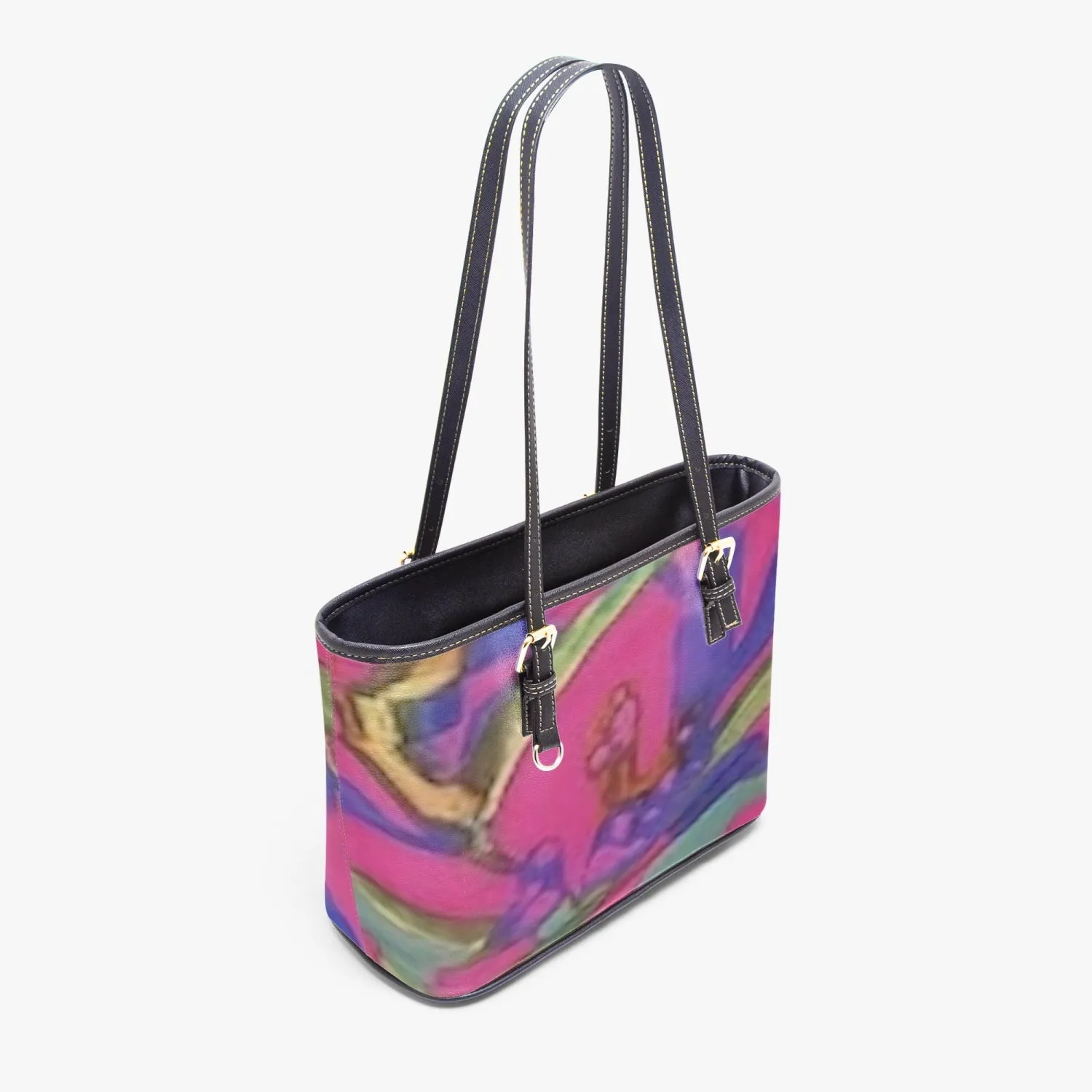 FZ African Flower Print Large Leather Tote Bag