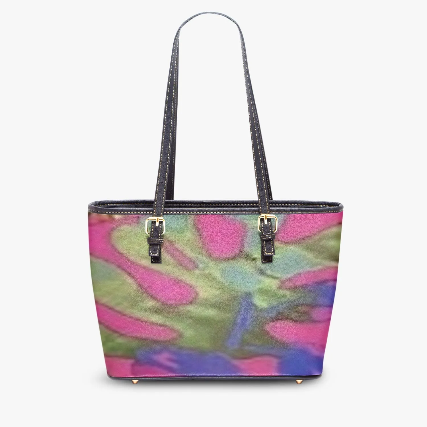FZ African Flower Print Large Leather Tote Bag