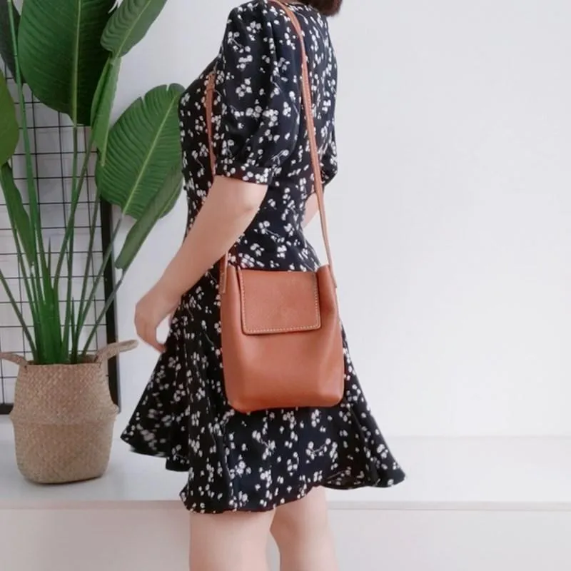 Genuine Black Leather Womens Bucket Brown Side Bag Vertical White Shoulder Bag For Womens Green Leather Crossbody Bag