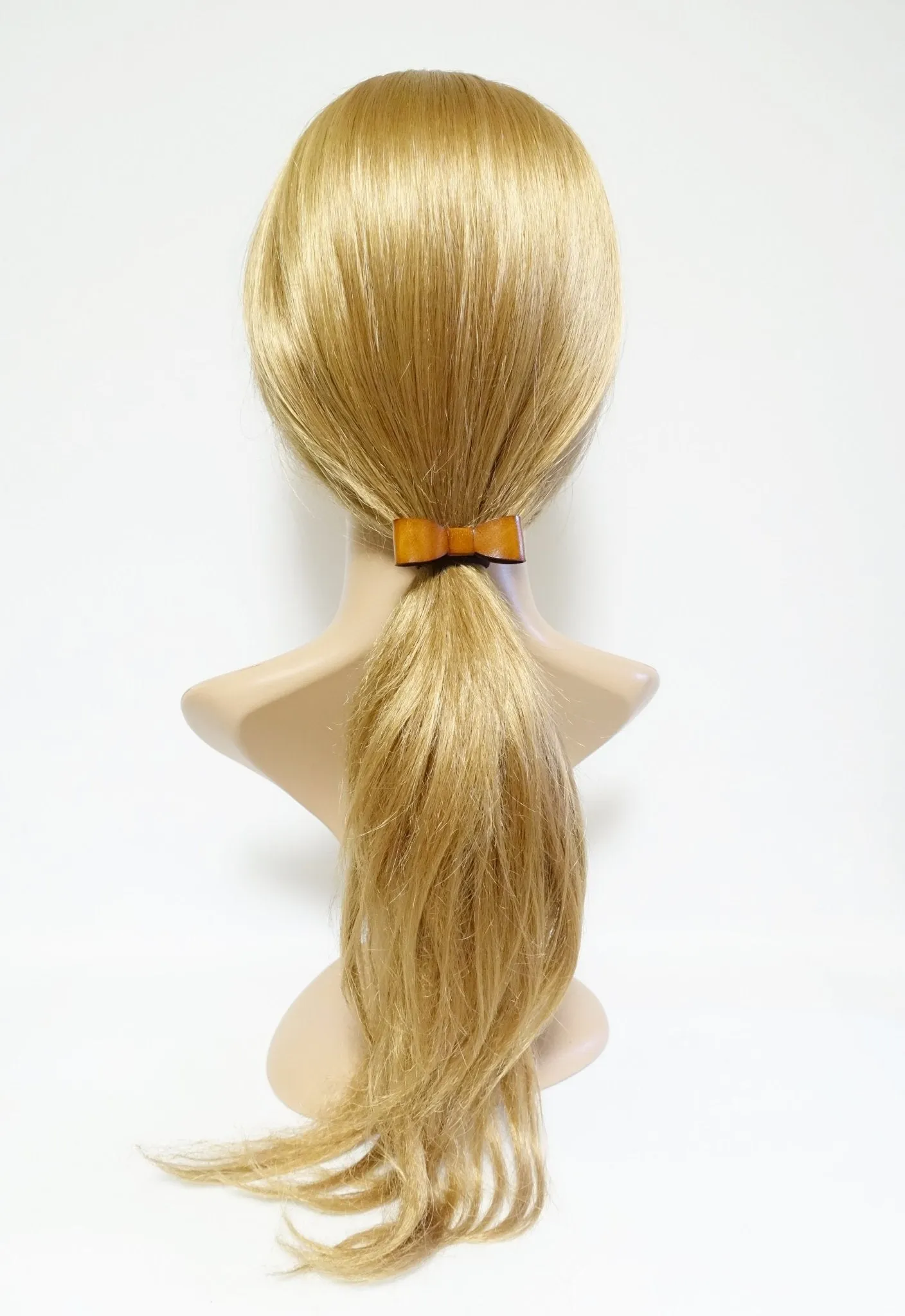 genuine cow leather hair bow elastic ponytail holder
