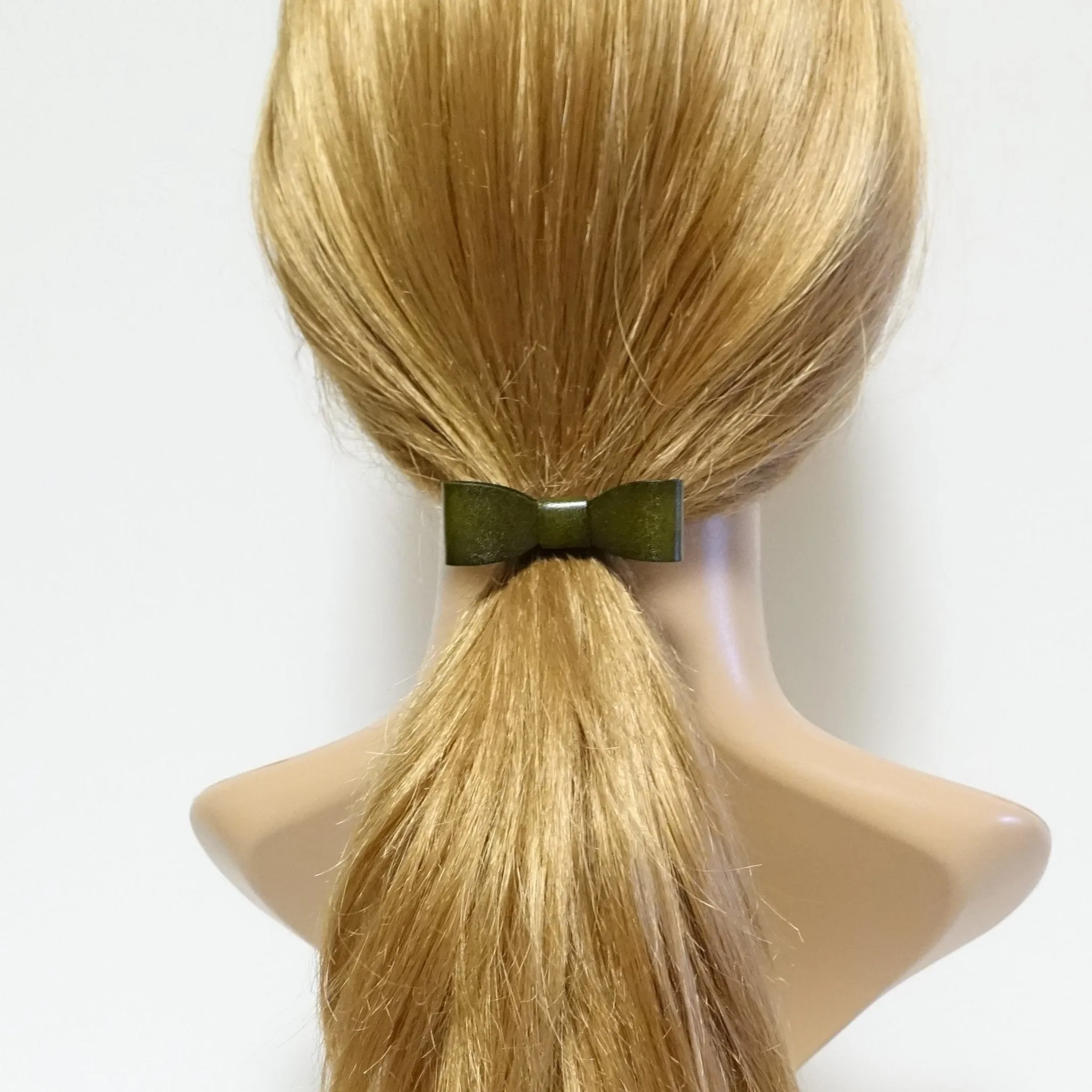 genuine cow leather hair bow elastic ponytail holder