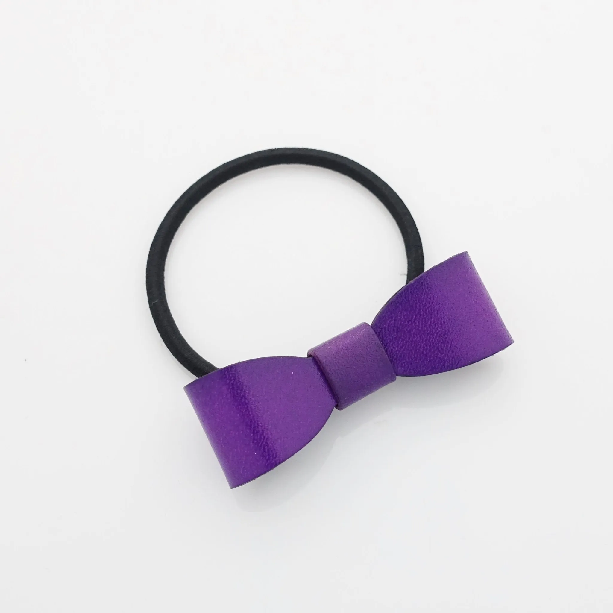 genuine cow leather hair bow elastic ponytail holder