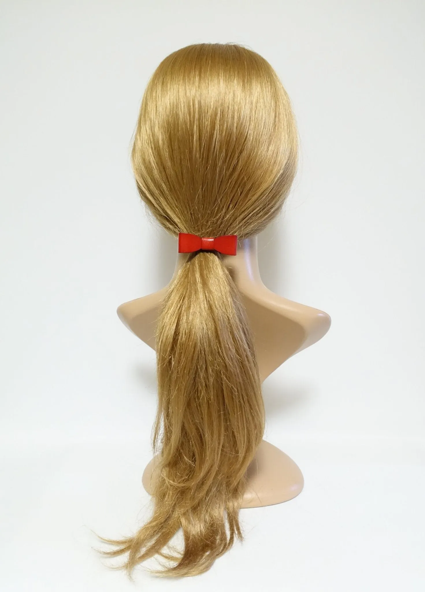 genuine cow leather hair bow elastic ponytail holder