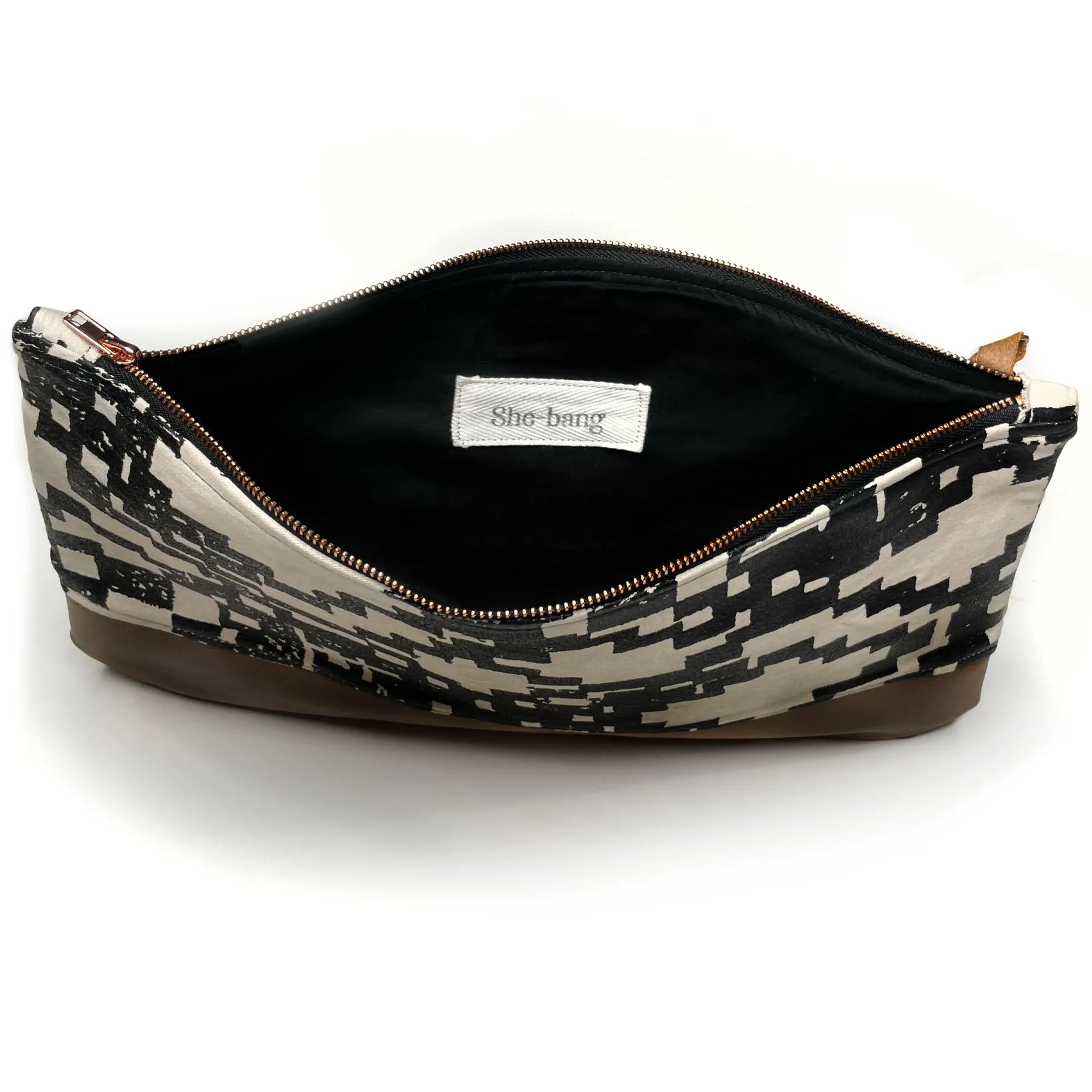 Geo Painted,  Genuine Leather   Denim Clutch