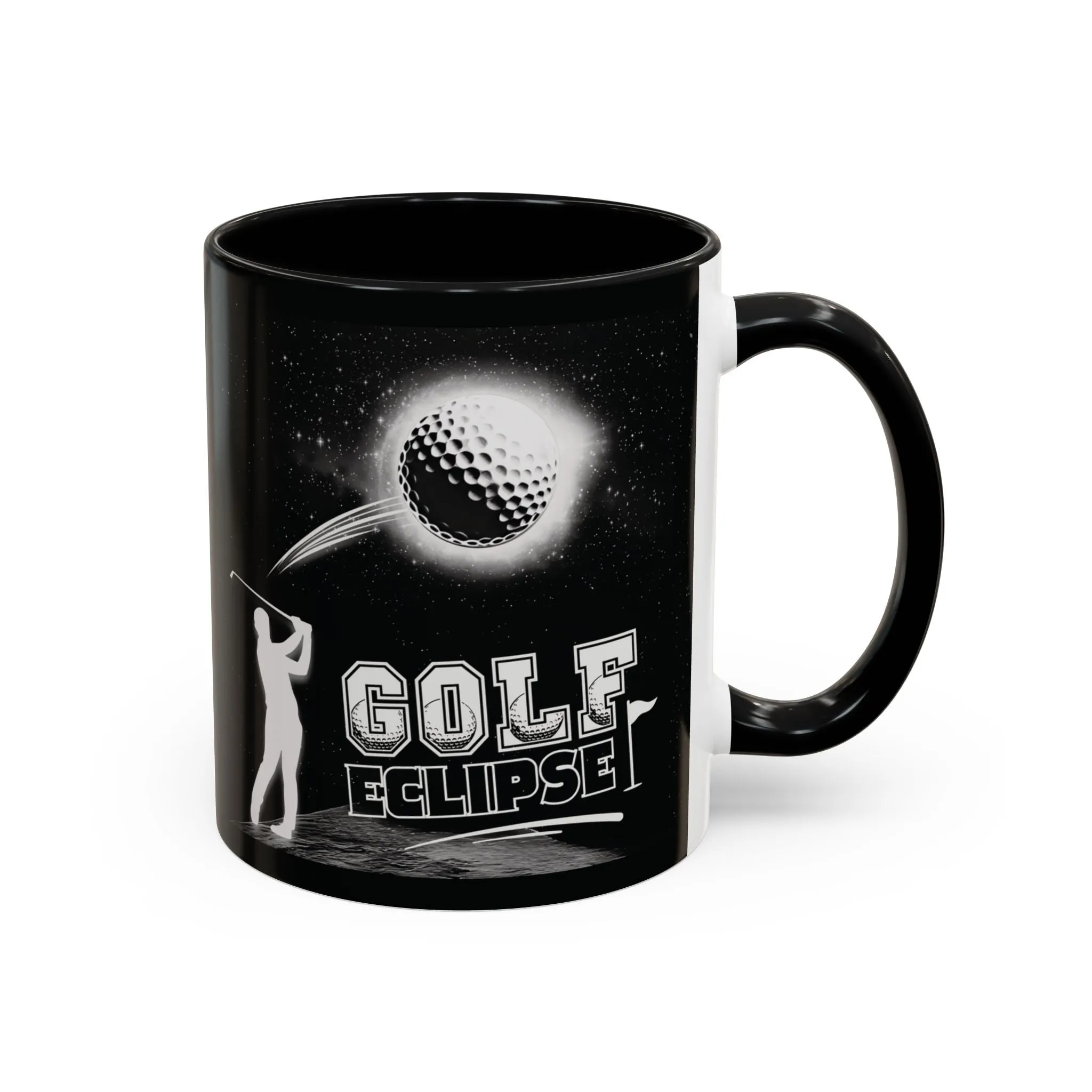 Golf Black Ceramic Mug 11oz - Golf Eclipse Design - Unique Golf Gift for Him, Her - Funny Golf Coffee Mug for Golfers - Golf Lover Gift Idea