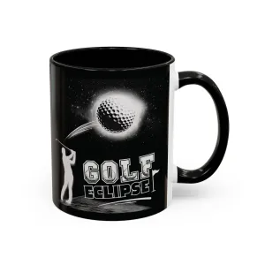 Golf Black Ceramic Mug 11oz - Golf Eclipse Design - Unique Golf Gift for Him, Her - Funny Golf Coffee Mug for Golfers - Golf Lover Gift Idea