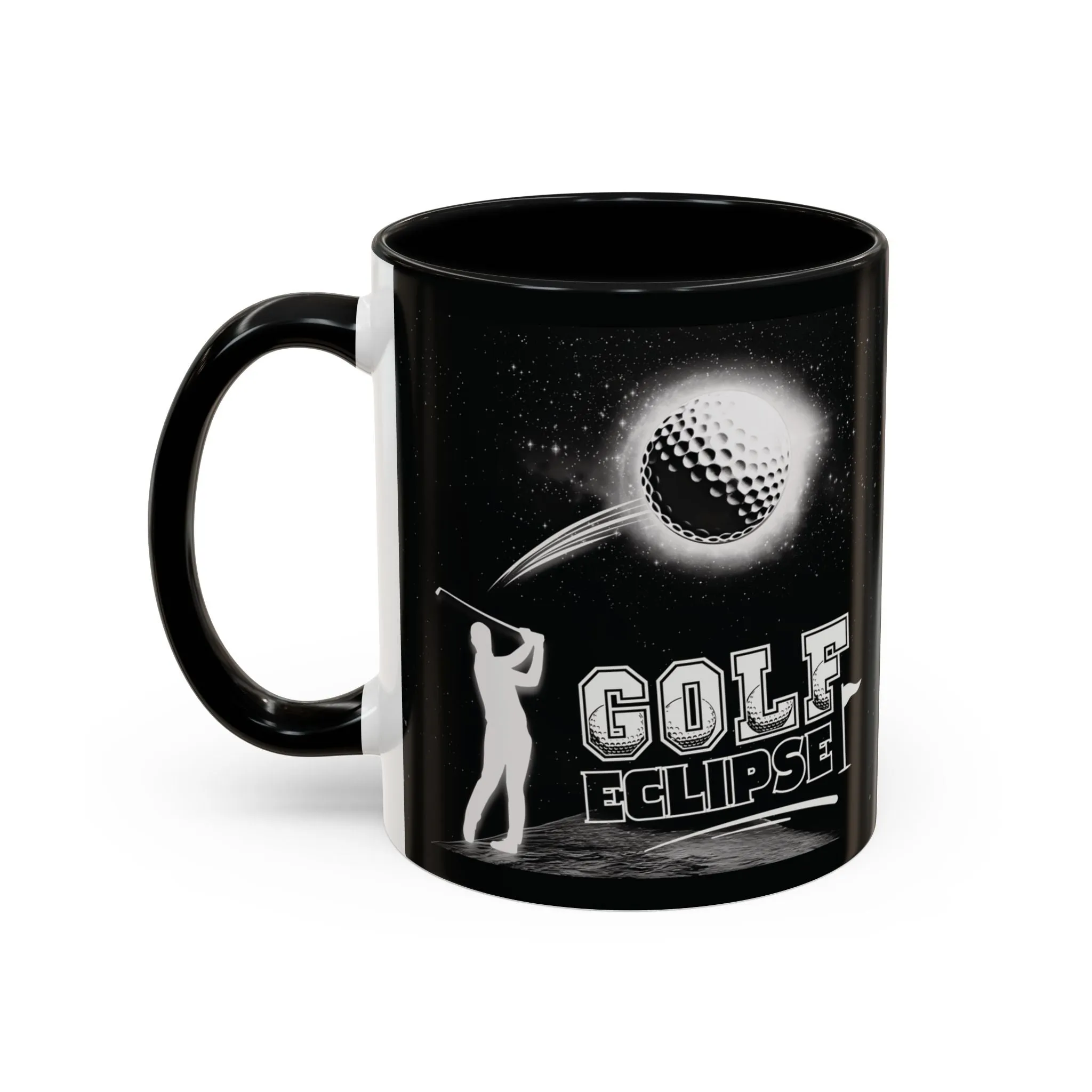Golf Black Ceramic Mug 11oz - Golf Eclipse Design - Unique Golf Gift for Him, Her - Funny Golf Coffee Mug for Golfers - Golf Lover Gift Idea