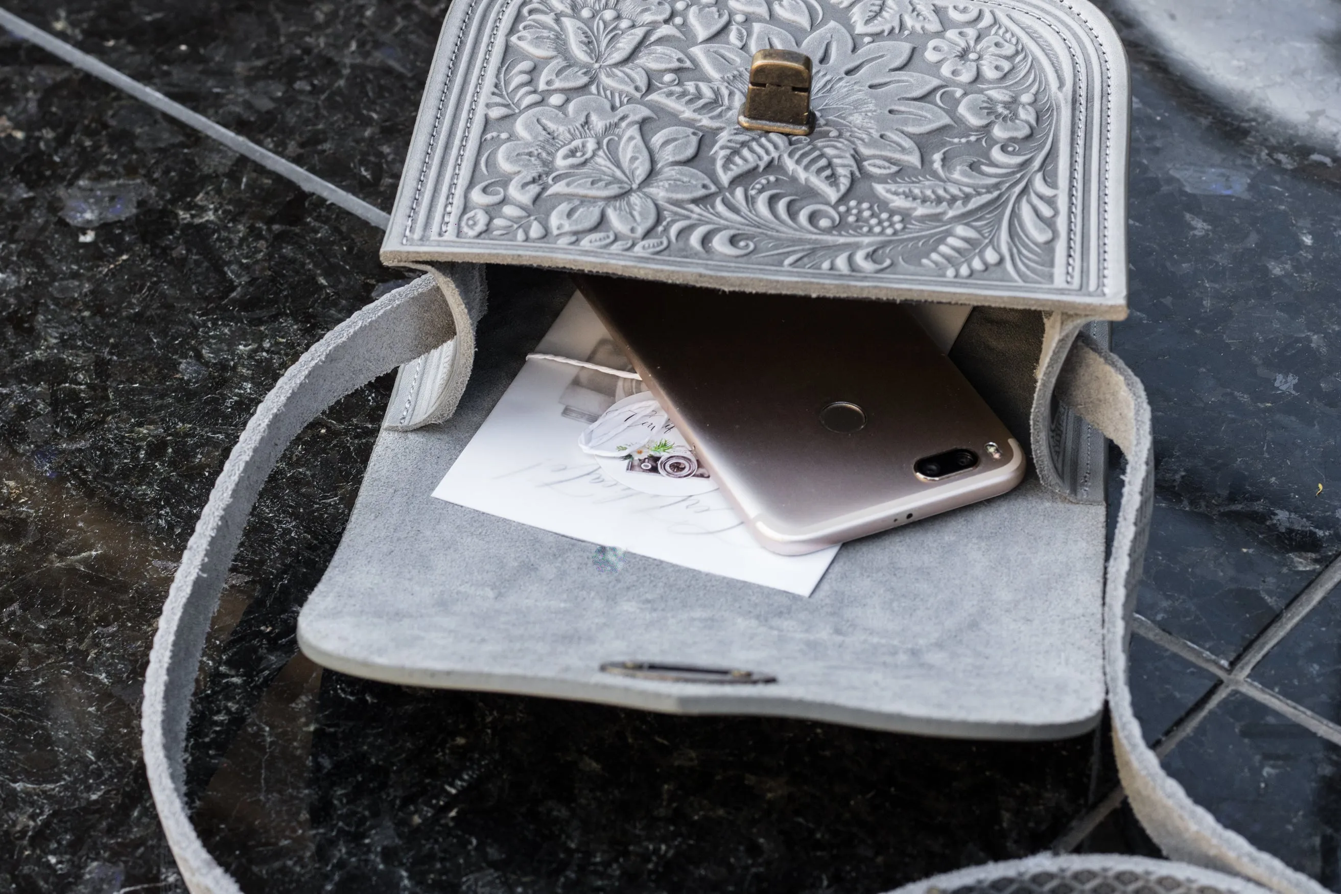 Grey Leather Handmade