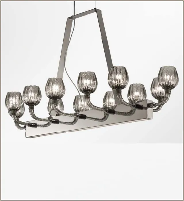Grey Murano Glass Dining Room Chandelier In Custom Sizes With 12 Led Lights