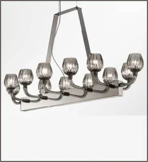 Grey Murano Glass Dining Room Chandelier In Custom Sizes With 12 Led Lights