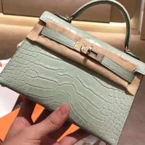 Hermès Kelly 20 Vert d'eau Sellier Alligator Mississippi Matte Palladium Hardware PHW