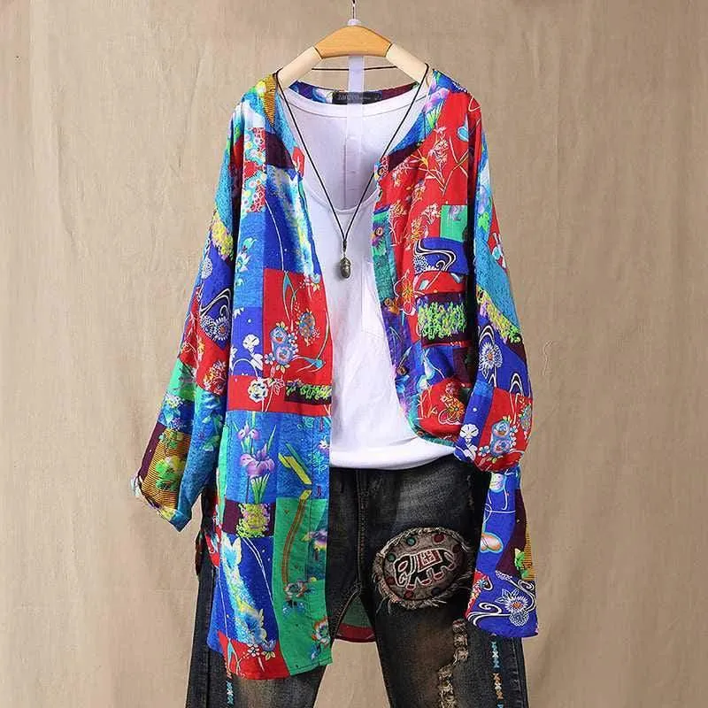 Hippie Peace Vibrant Floral Cardigan