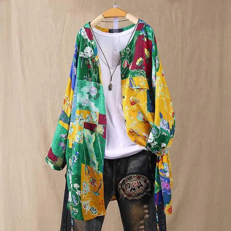 Hippie Peace Vibrant Floral Cardigan