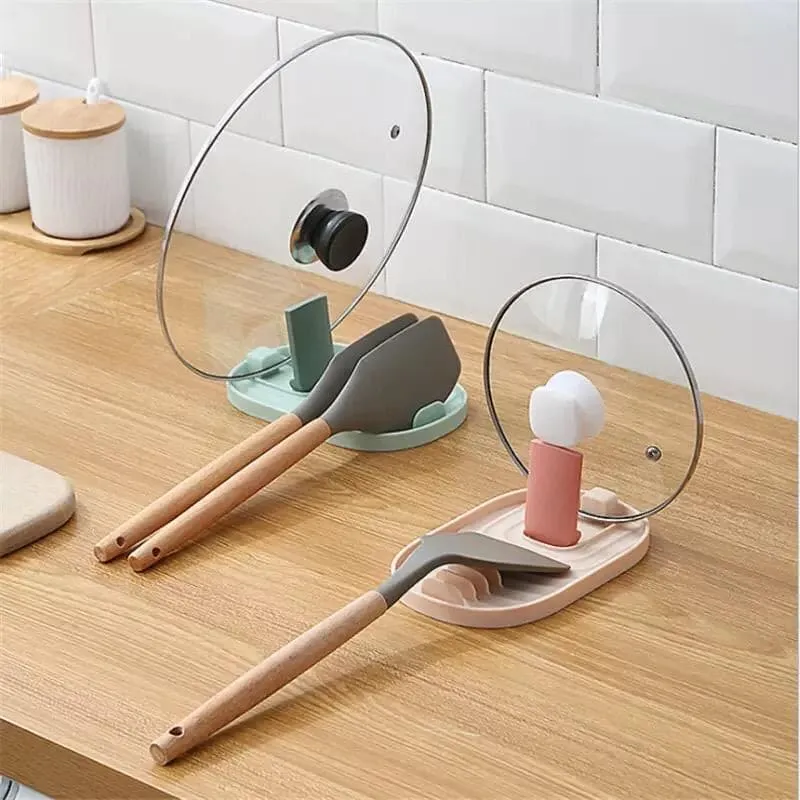 Kitchen Spatula Spoon Rest, Pot Lid Holder, Kitchen Utensil Storage, Multi-functional Rack Kitchen Gadget