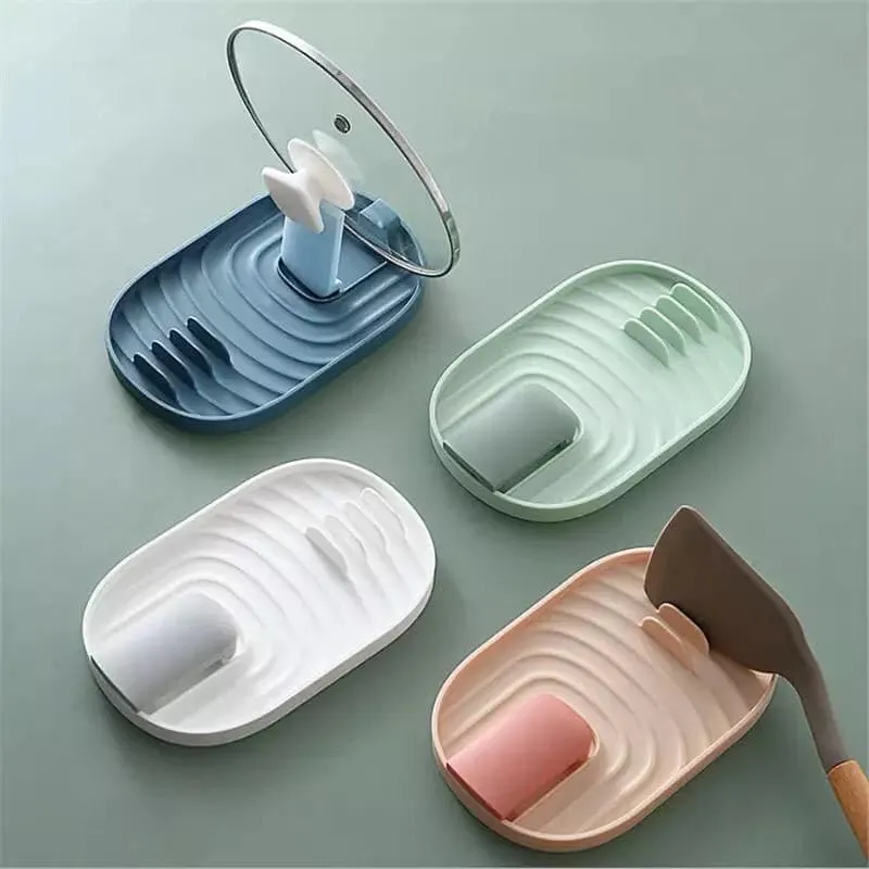 Kitchen Spatula Spoon Rest, Pot Lid Holder, Kitchen Utensil Storage, Multi-functional Rack Kitchen Gadget