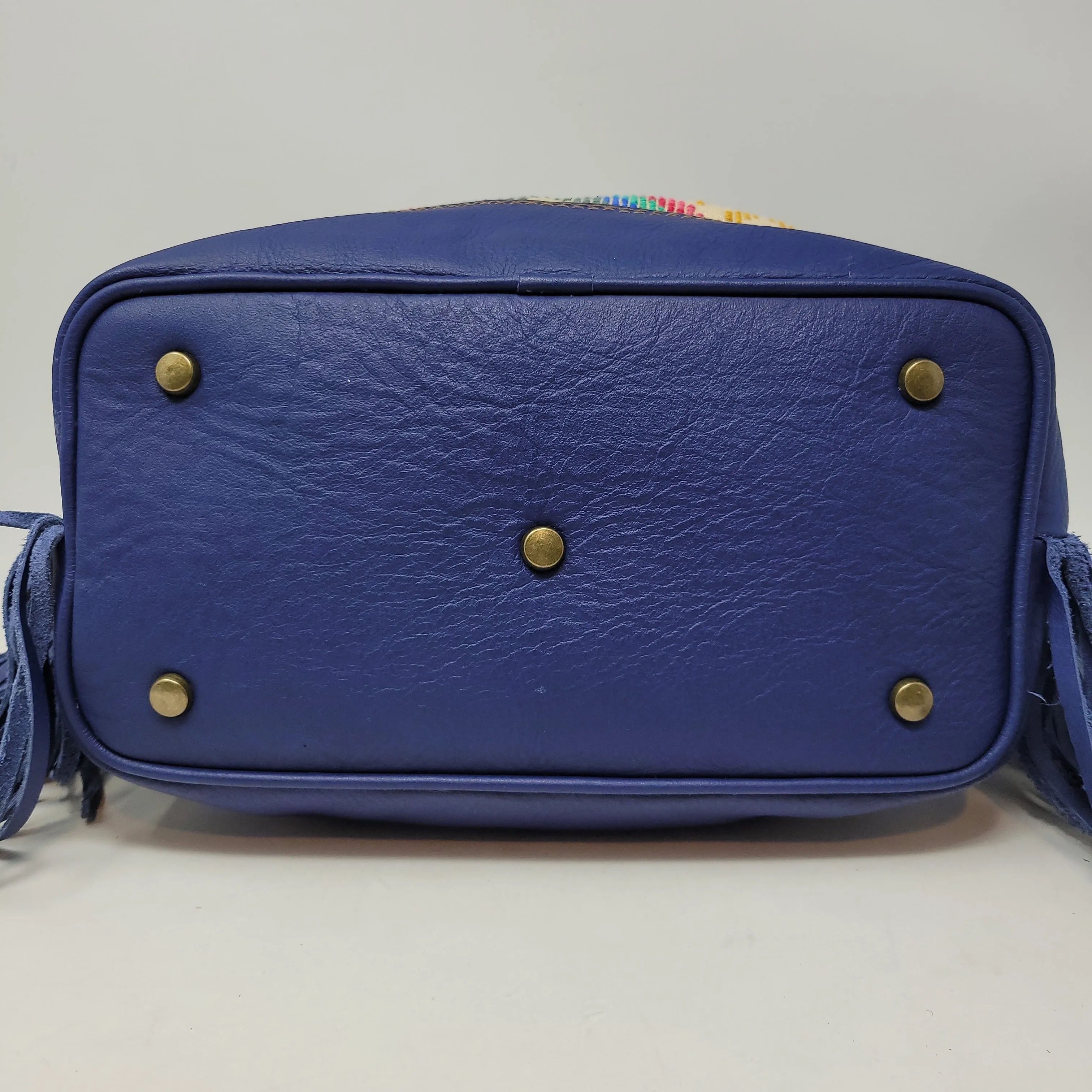LARGE NEW WEAVE BUCKET BAG BLUE/CREAM