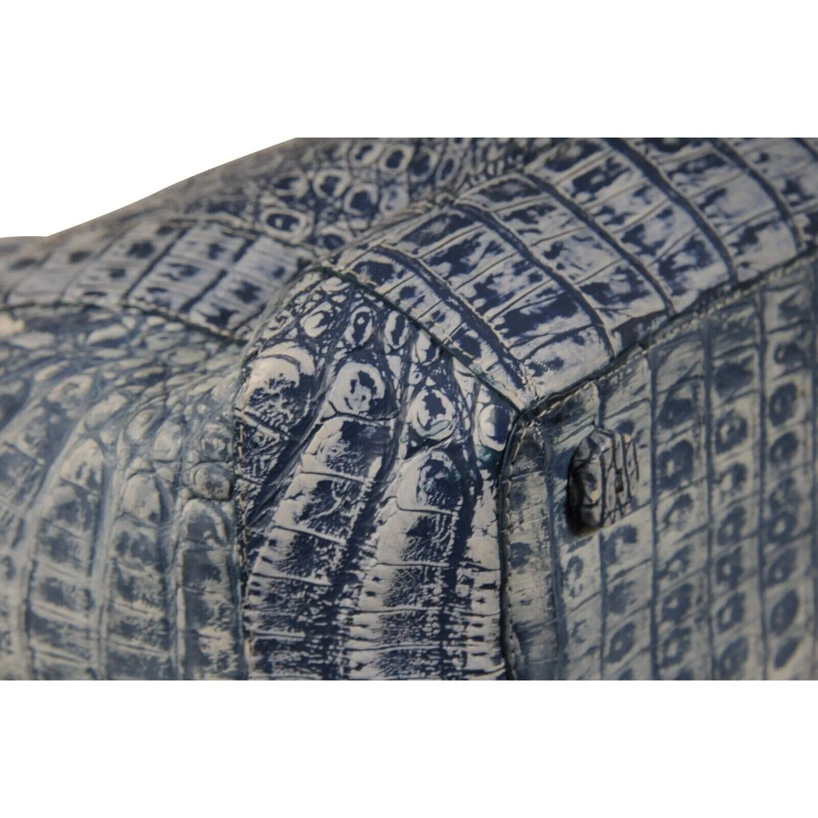 Light Blue Crocodile Leather Top Hand Shoulder Bag Tote