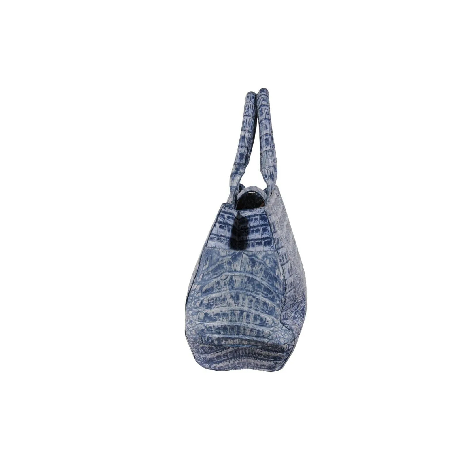 Light Blue Crocodile Leather Top Hand Shoulder Bag Tote