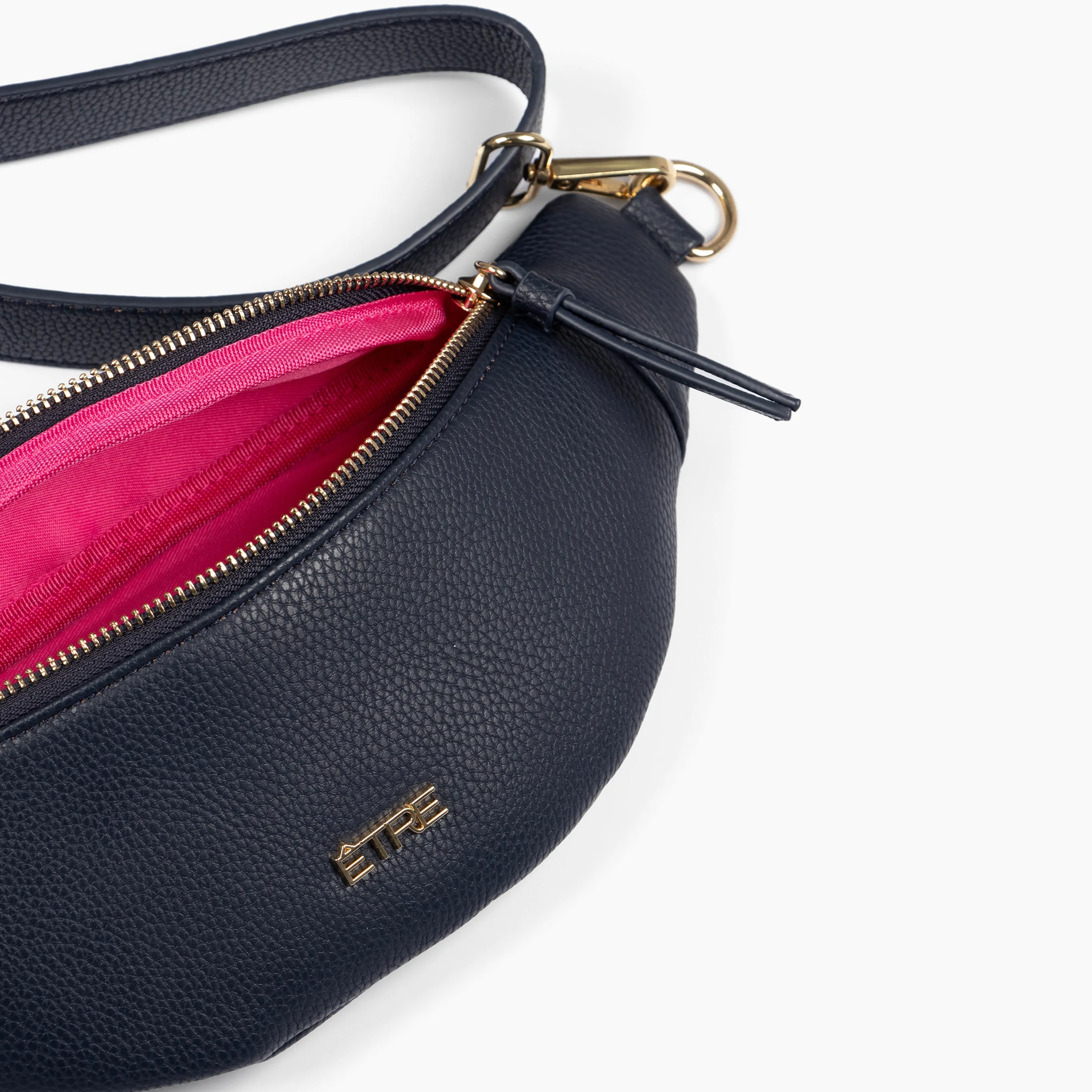 Lola Bum Bag - Navy Blue, Pebbled Faux Leather