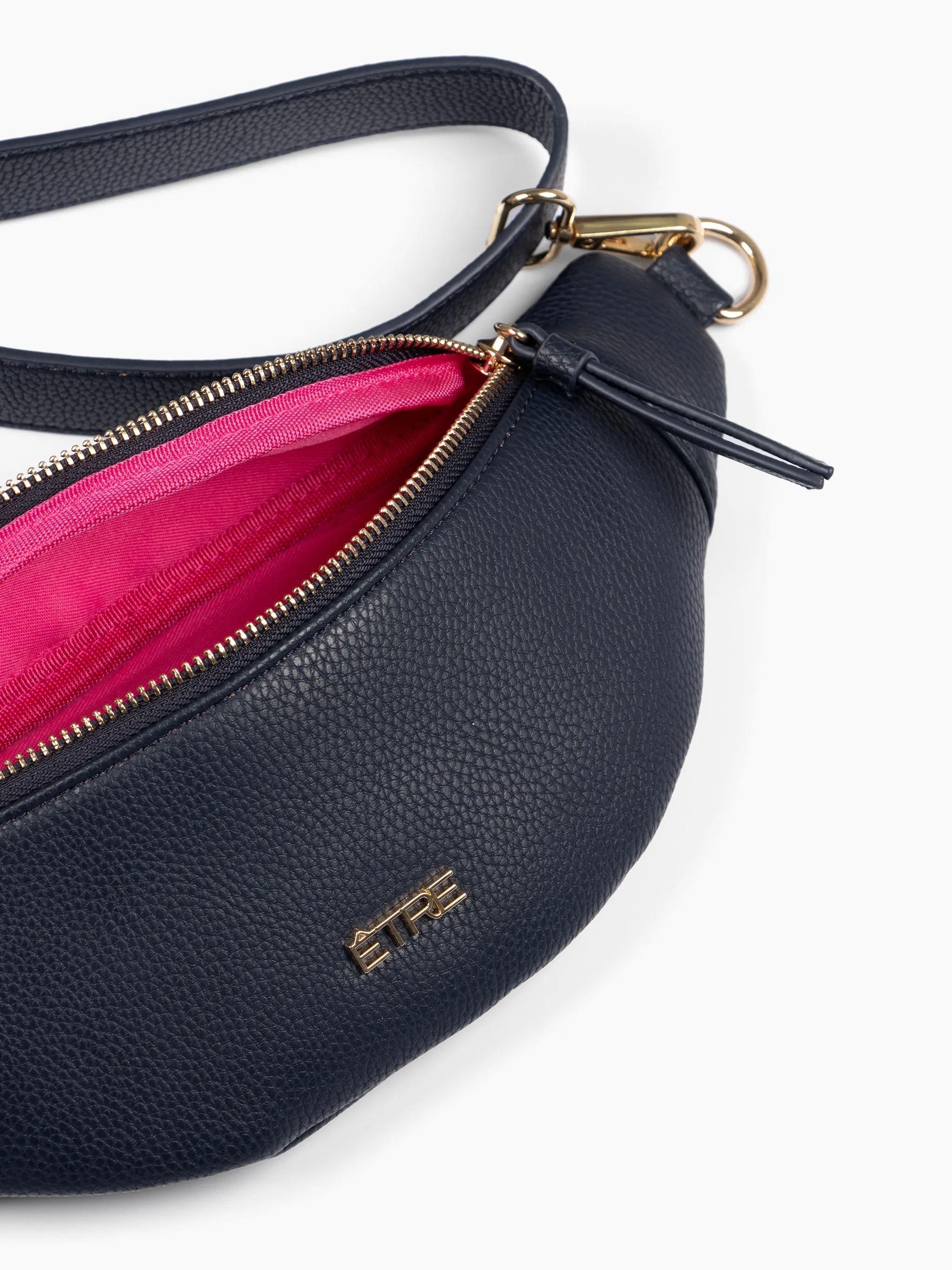 Lola Bum Bag - Navy Blue, Pebbled Faux Leather