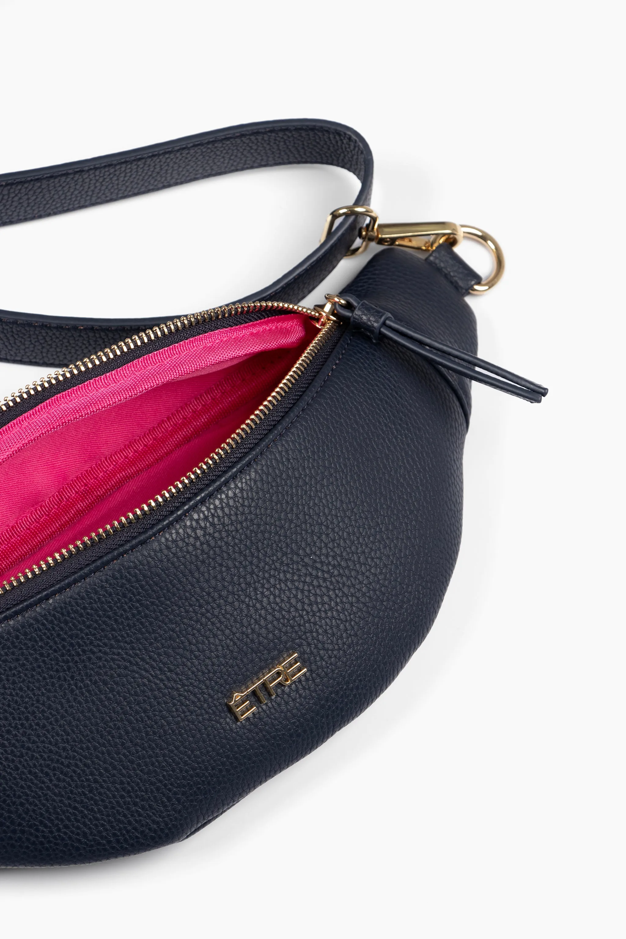 Lola Bum Bag - Navy Blue, Pebbled Faux Leather