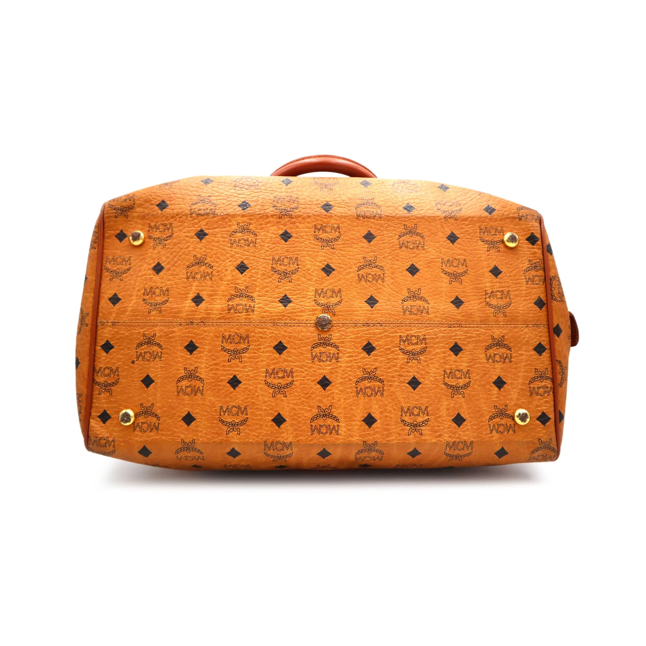 MCM Visetos Leather Boston Bag