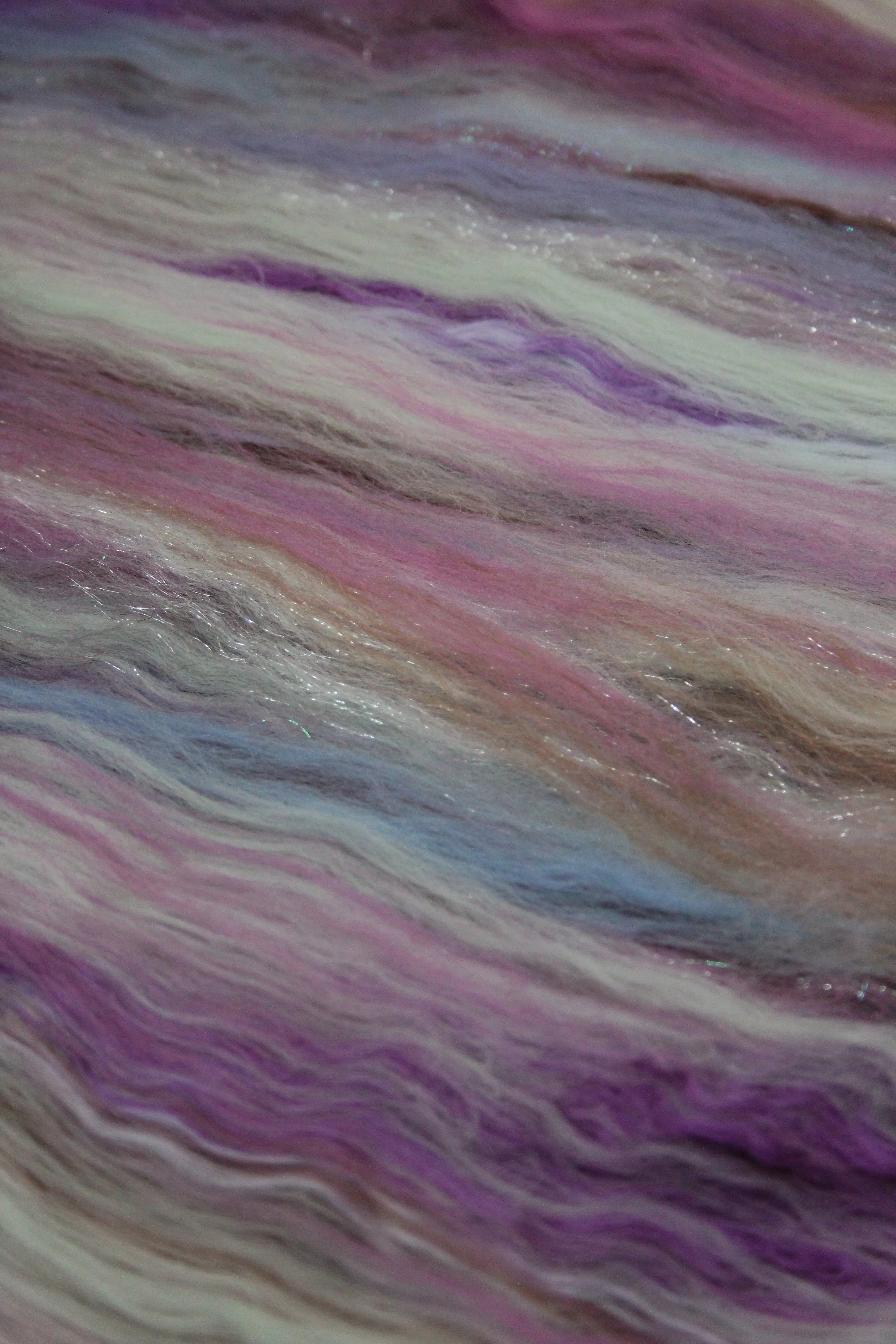 Merino Art Batt  - Pink Purple Brown  - 107 grams 3.7 oz - Wool for felting, spinning and weaving