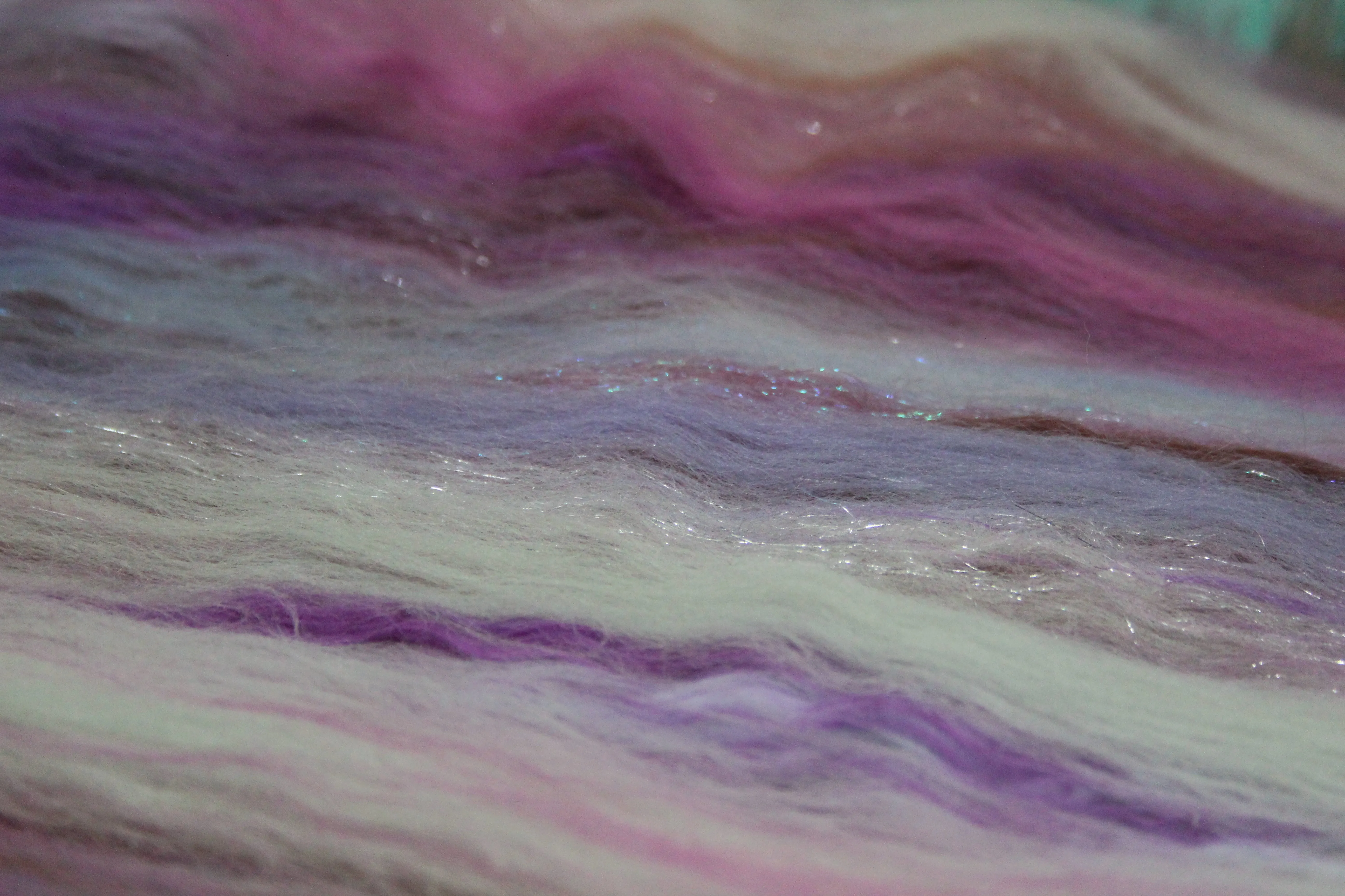 Merino Art Batt  - Pink Purple Brown  - 107 grams 3.7 oz - Wool for felting, spinning and weaving