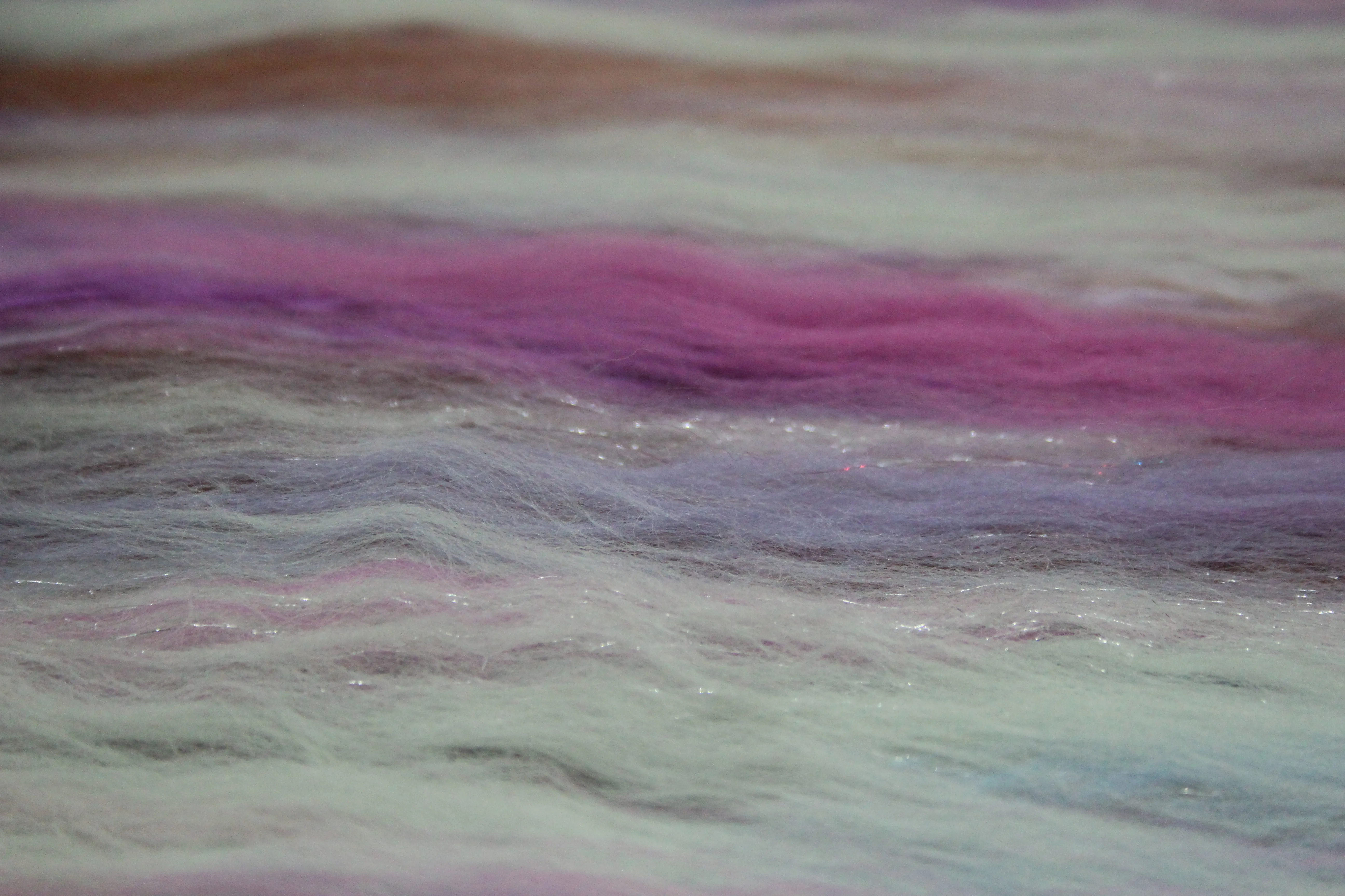 Merino Art Batt  - Pink Purple Brown  - 107 grams 3.7 oz - Wool for felting, spinning and weaving