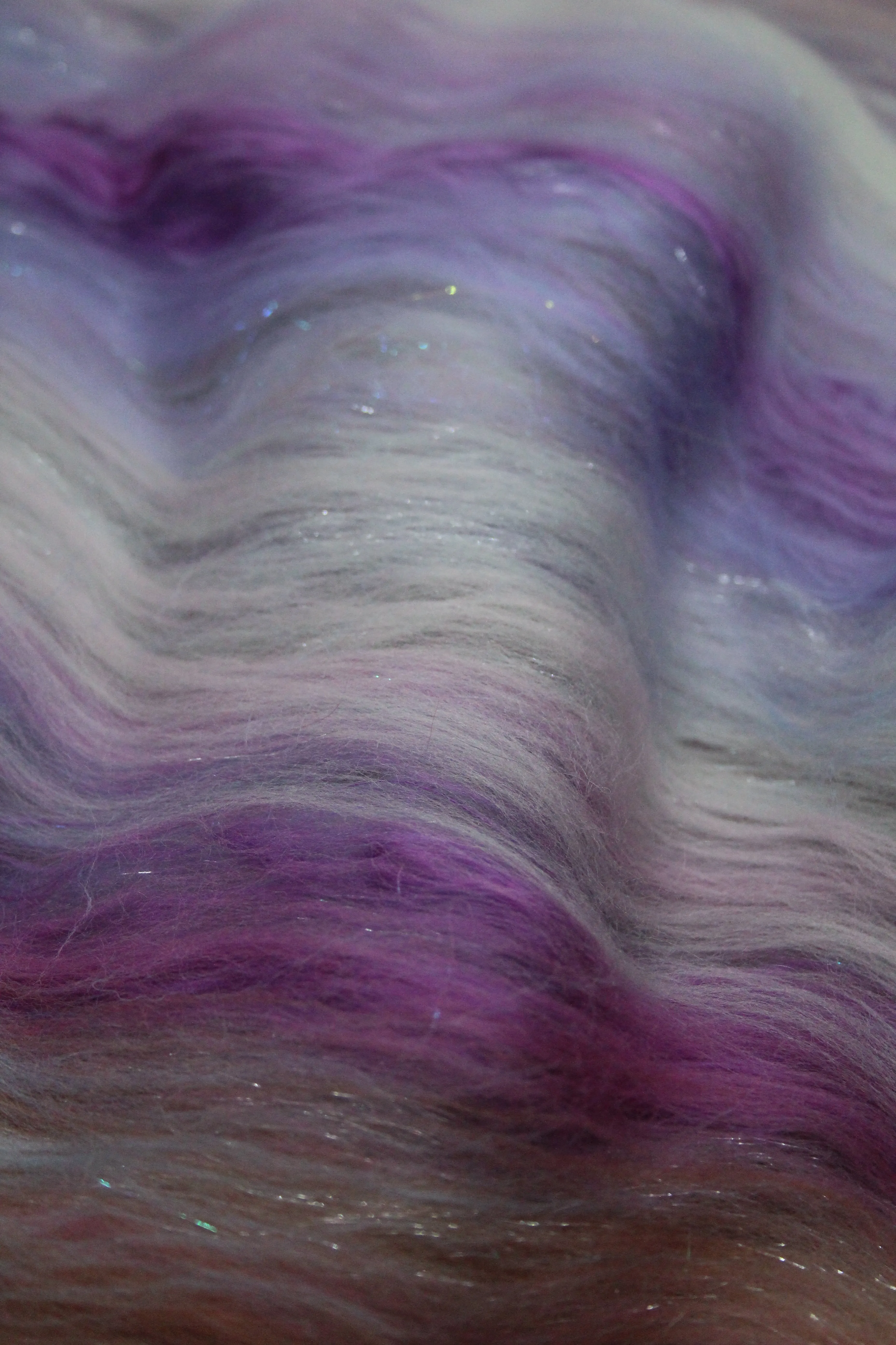 Merino Art Batt  - Pink Purple Brown  - 107 grams 3.7 oz - Wool for felting, spinning and weaving