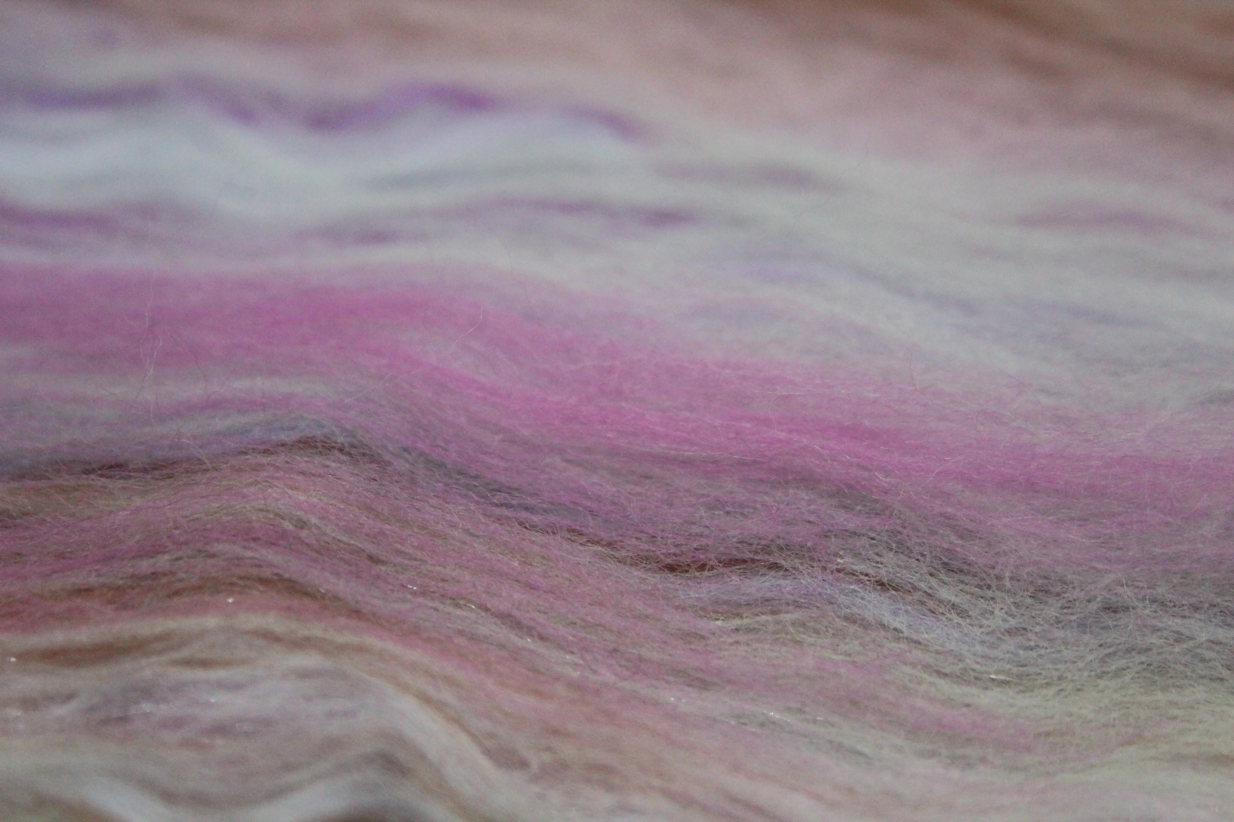 Merino Art Batt  - Pink Purple Brown  - 107 grams 3.7 oz - Wool for felting, spinning and weaving
