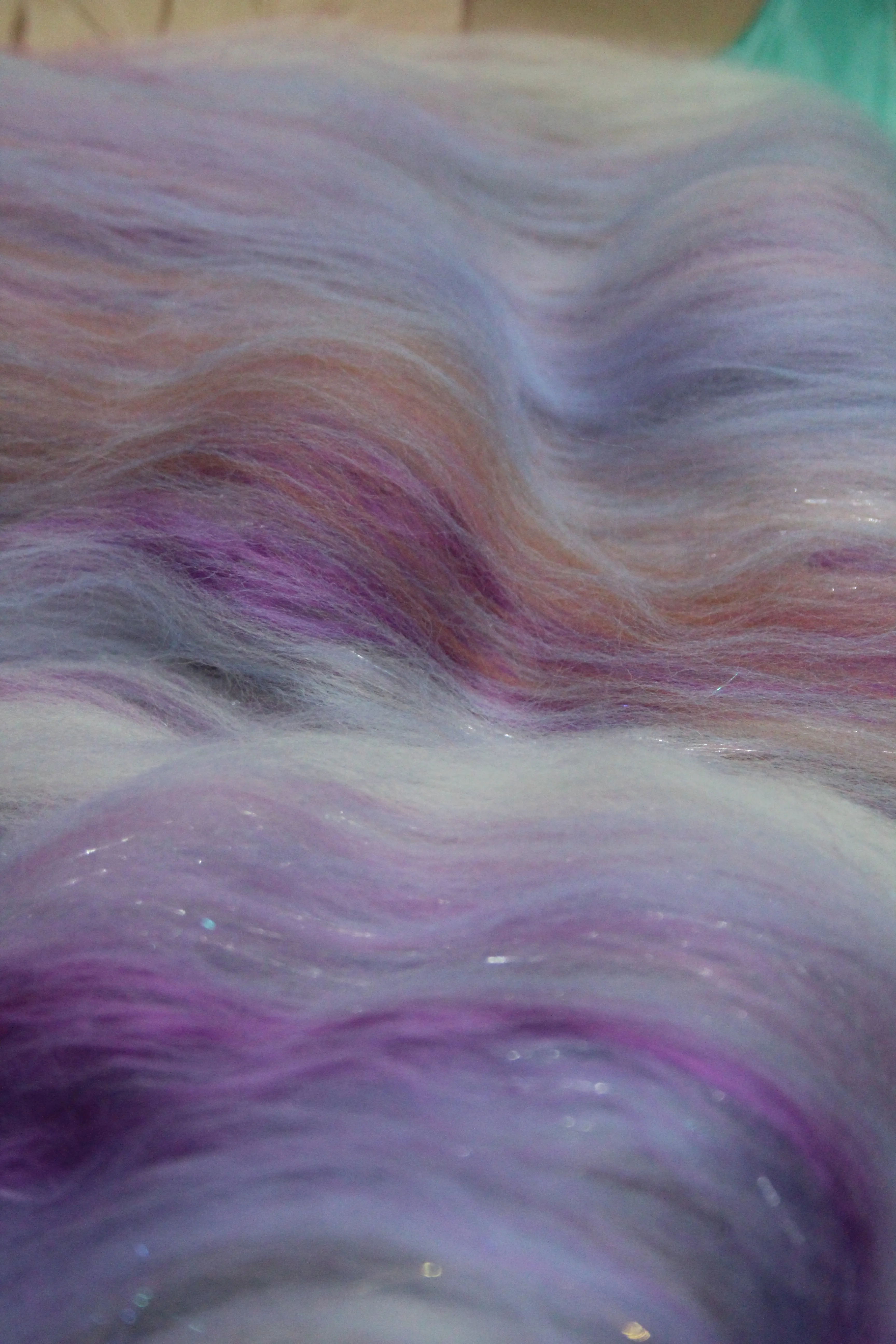 Merino Art Batt  - Pink Purple Brown  - 107 grams 3.7 oz - Wool for felting, spinning and weaving