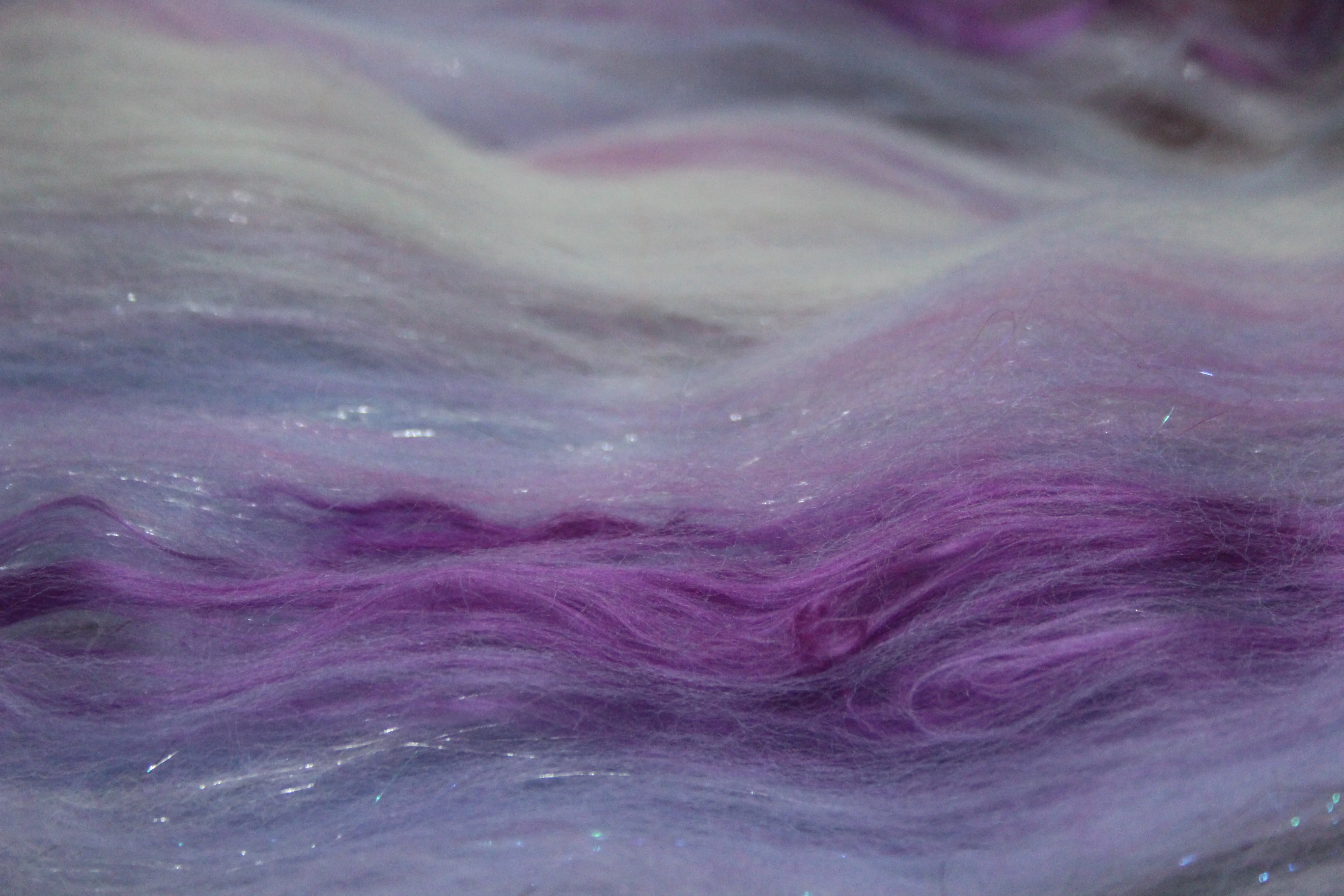 Merino Art Batt  - Pink Purple Brown  - 107 grams 3.7 oz - Wool for felting, spinning and weaving