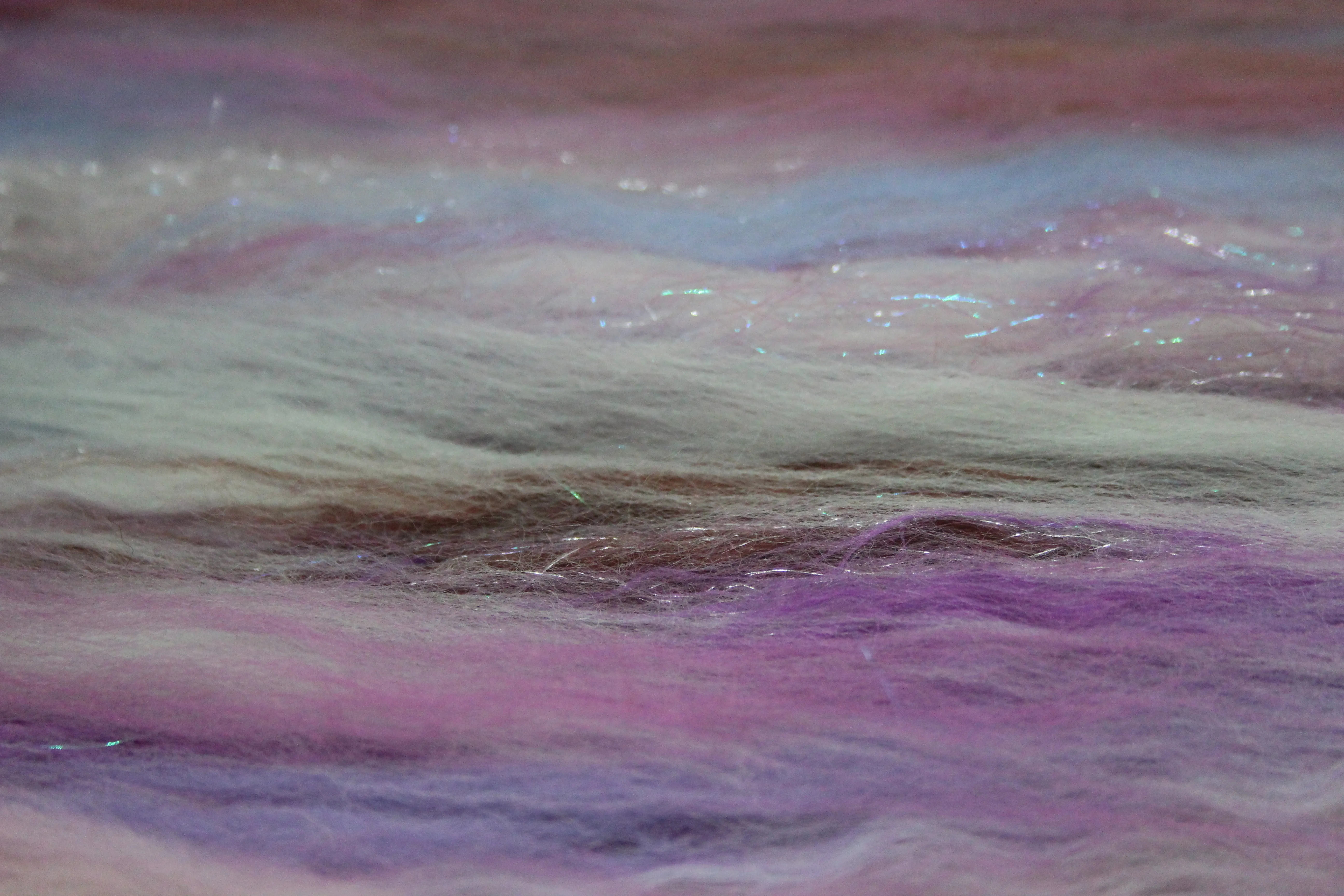 Merino Art Batt  - Pink Purple Brown  - 107 grams 3.7 oz - Wool for felting, spinning and weaving