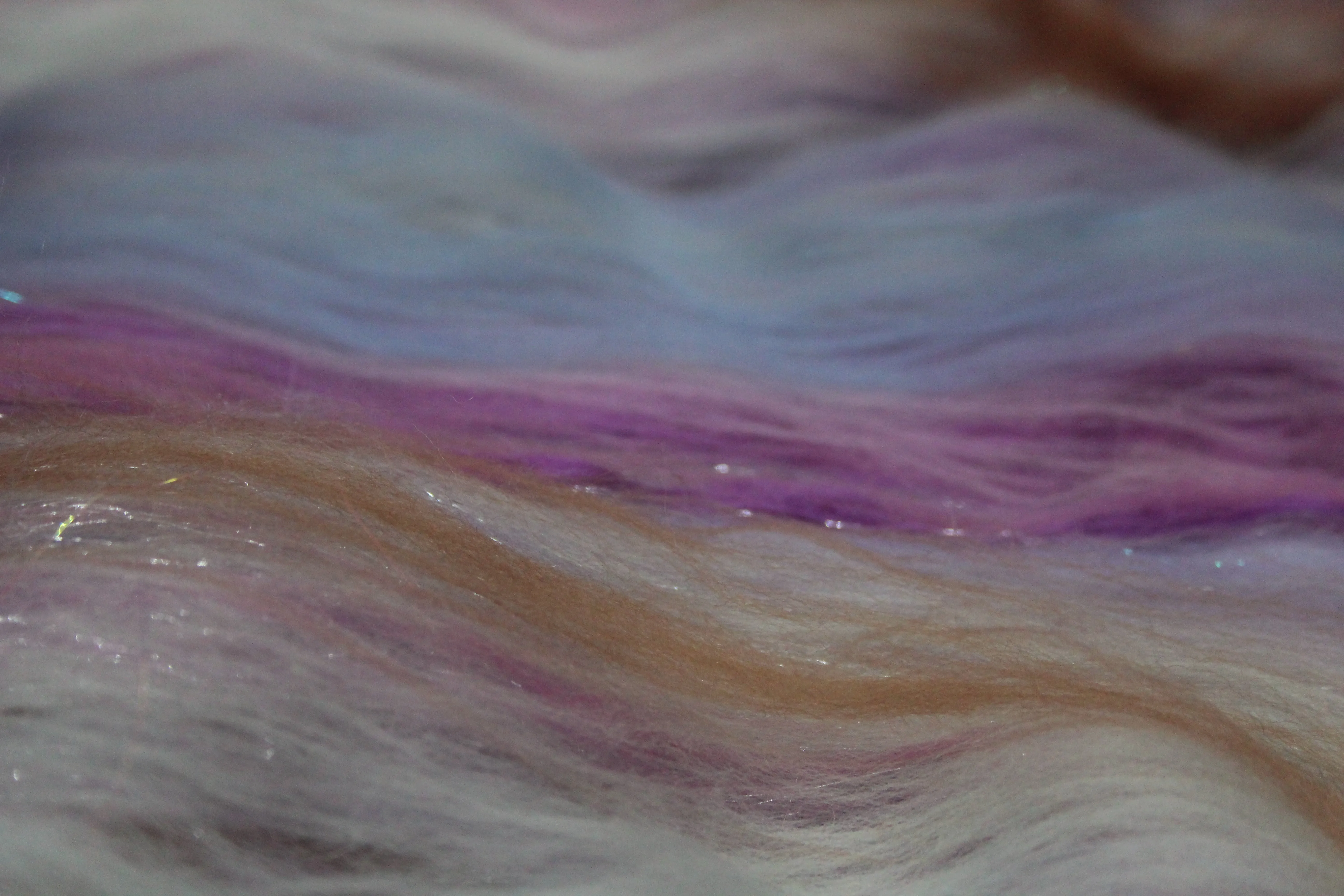 Merino Art Batt  - Pink Purple Brown  - 107 grams 3.7 oz - Wool for felting, spinning and weaving