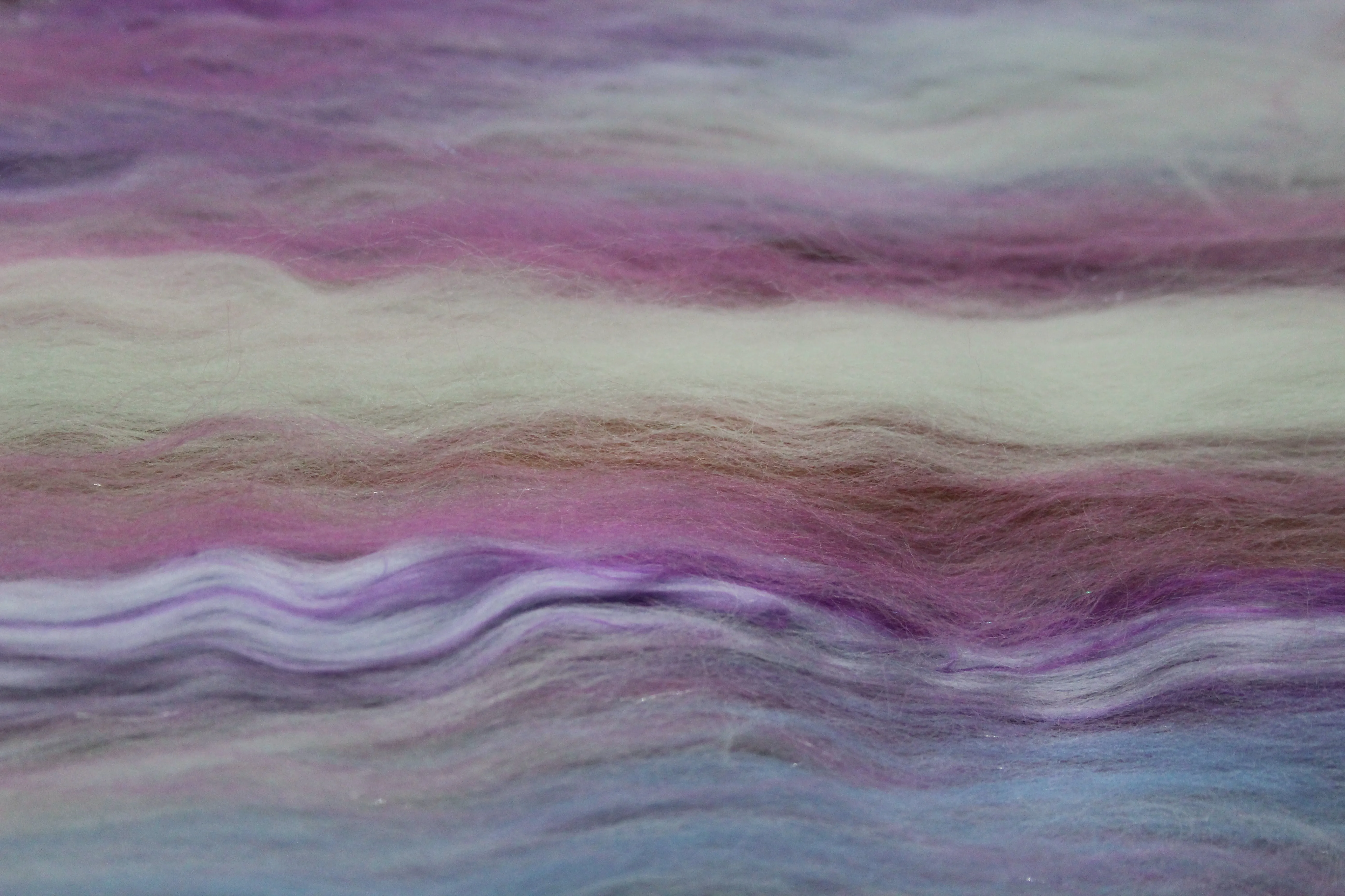 Merino Art Batt  - Pink Purple Brown  - 107 grams 3.7 oz - Wool for felting, spinning and weaving