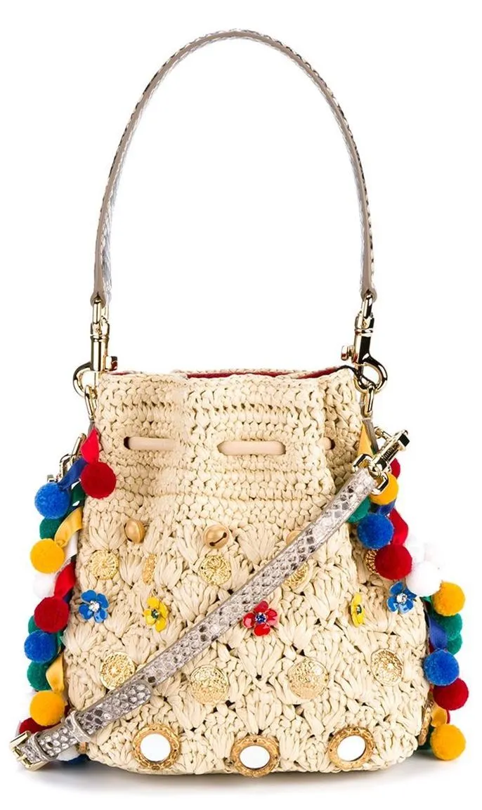 Mini Pompom Bucket Shoulder Bag