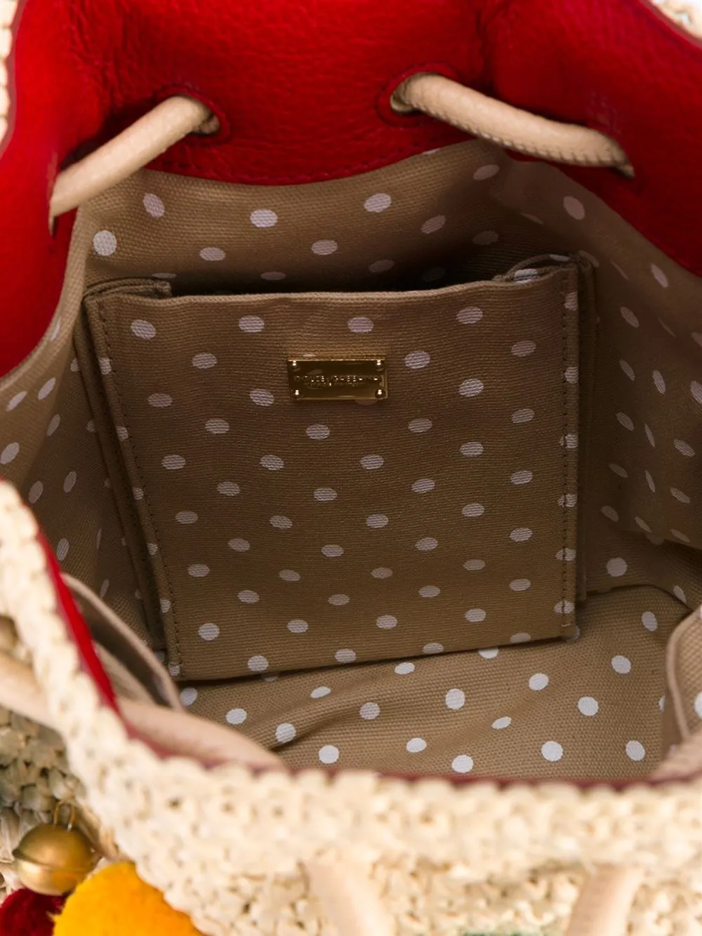Mini Pompom Bucket Shoulder Bag