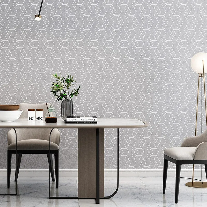Modern Nordic Style Geometric Plaid Wallpaper (5.3 ㎡)