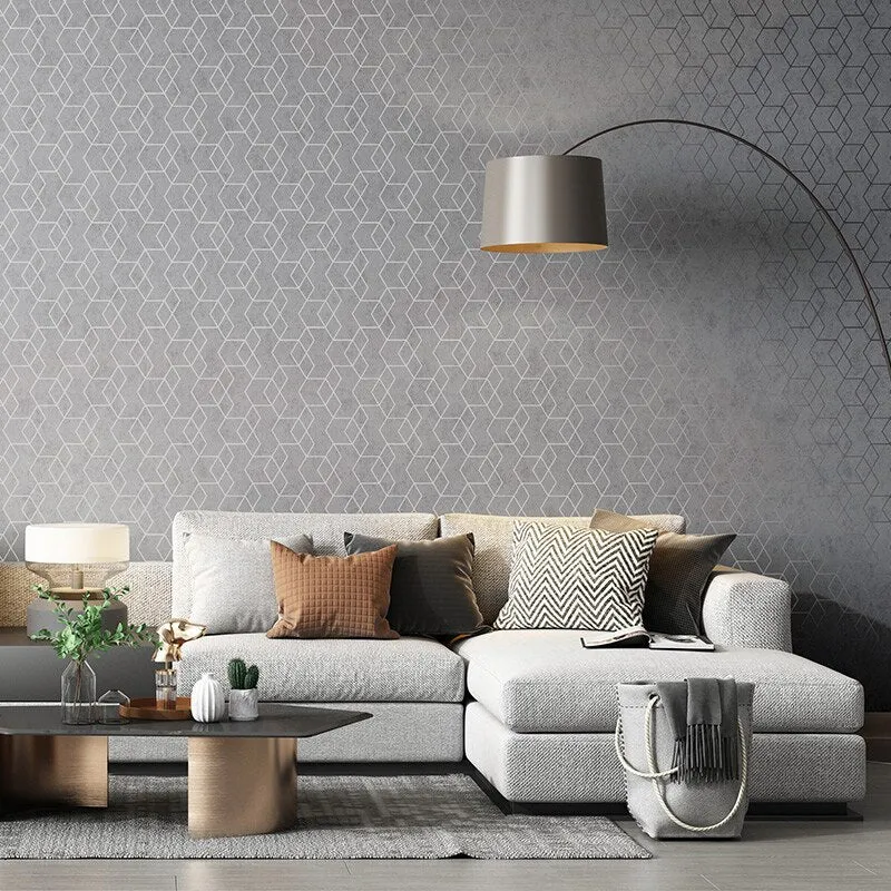 Modern Nordic Style Geometric Plaid Wallpaper (5.3 ㎡)