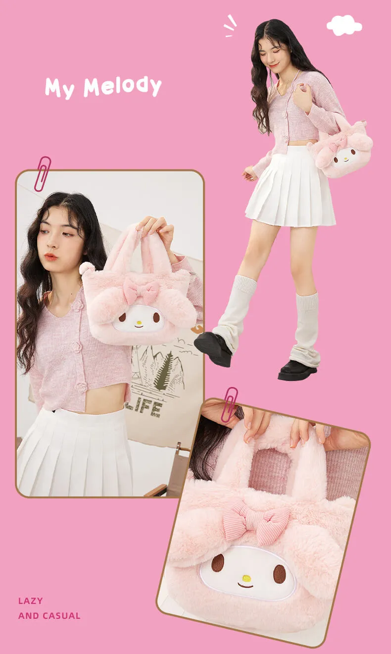 My Melody/Hello Kitty/Kuromi Fluffy Tote Bag with Strap