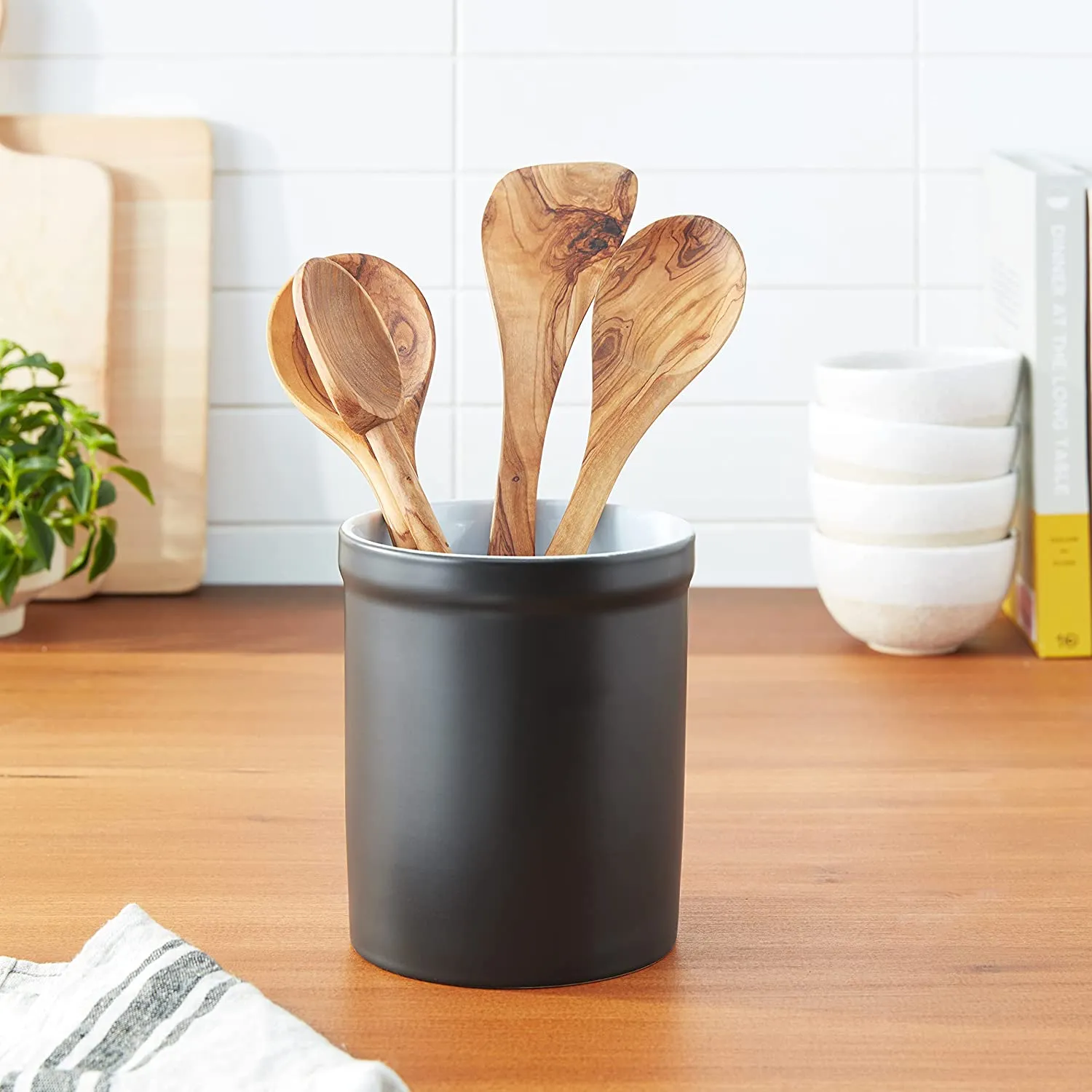 Oggi - Ceramic Utensil Holder, Black