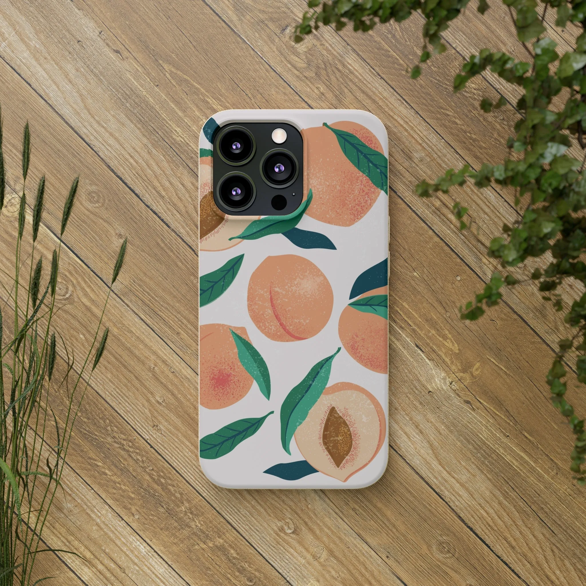 Peaches iPhone 13 12 11 Pro Case, Fruit Compostable Vegan Biodegradable Plant Samsung Galaxy S20 S22 Ultra Eco Friendly Cell Phone