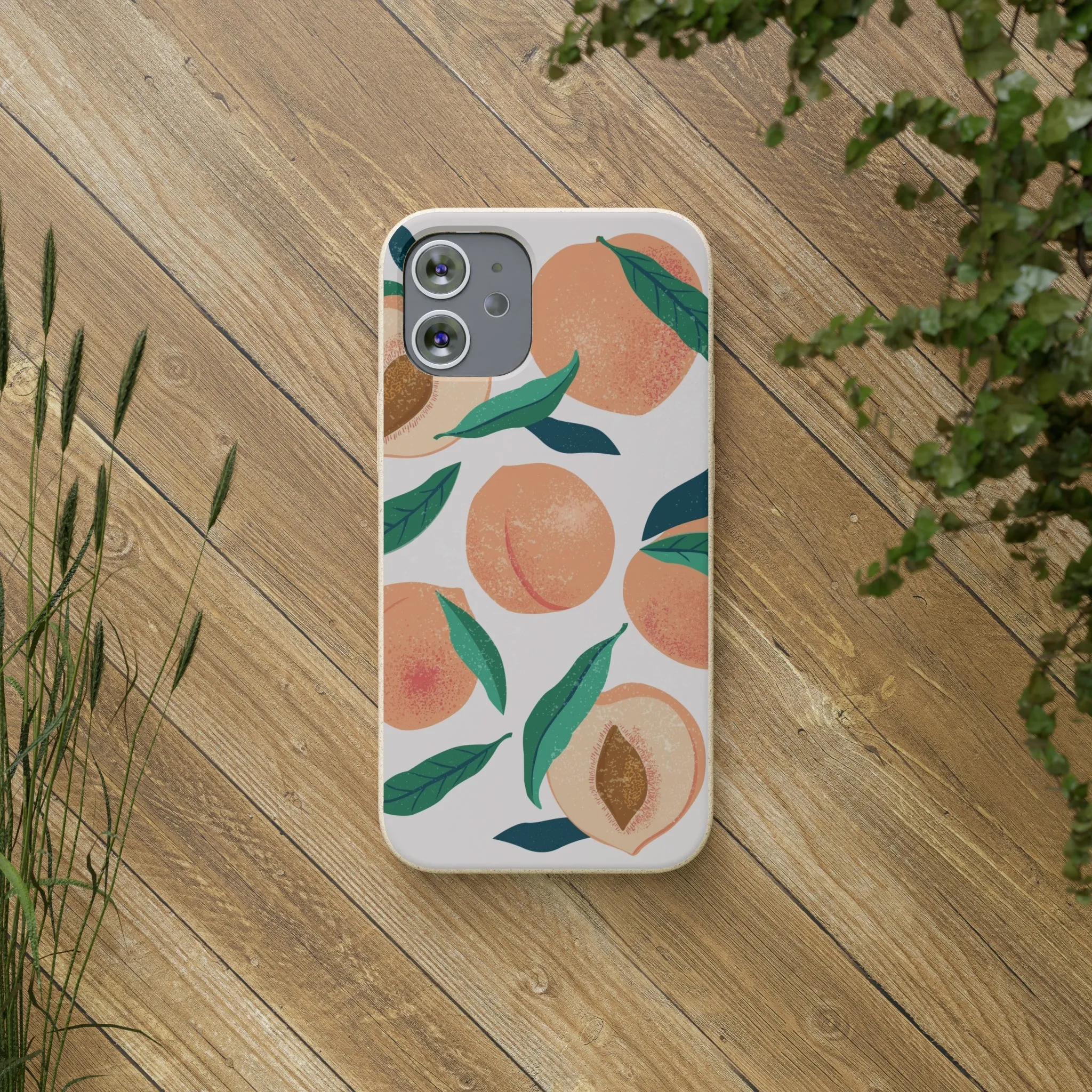 Peaches iPhone 13 12 11 Pro Case, Fruit Compostable Vegan Biodegradable Plant Samsung Galaxy S20 S22 Ultra Eco Friendly Cell Phone